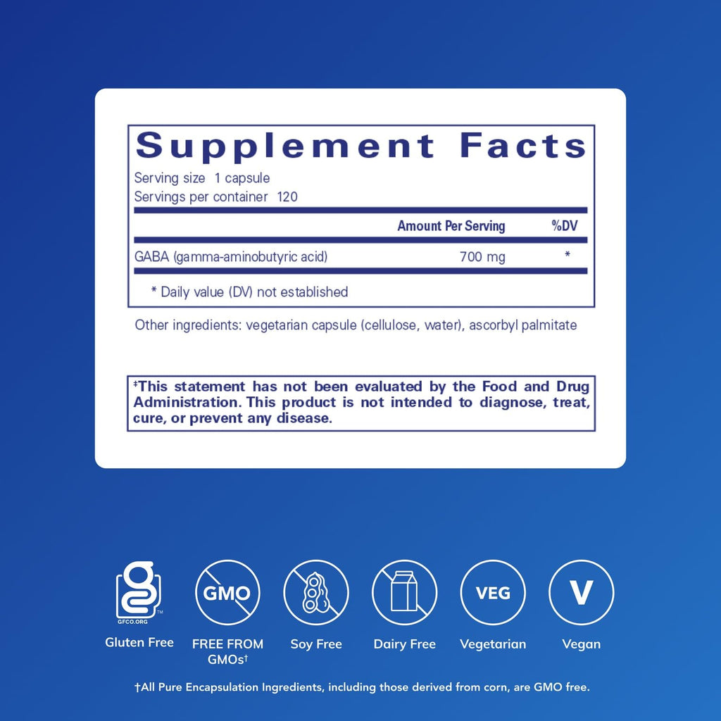 GABA Supplement – Relaxation & Stress Support, 120 Capsules