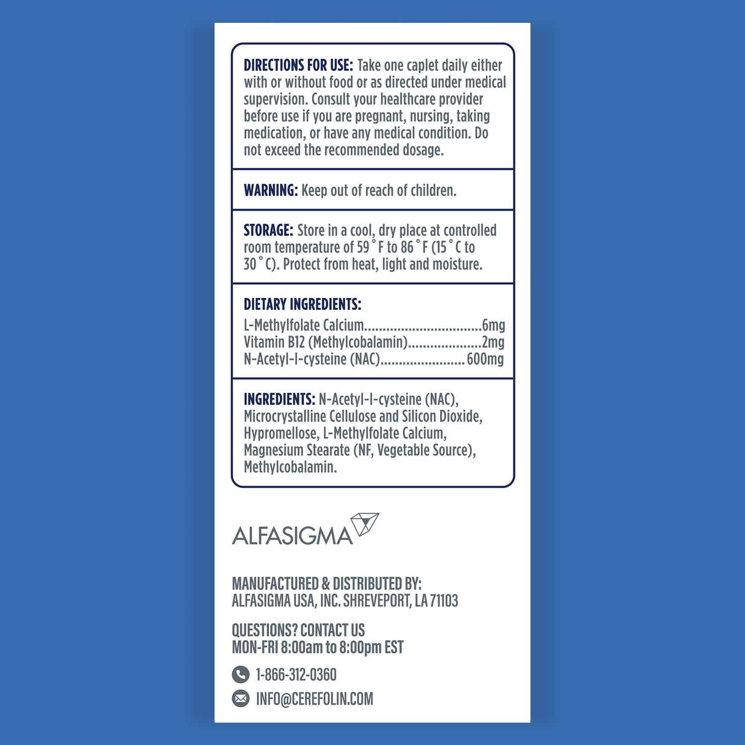 Brain Wellness Supplement with L-Methylfolate & NAC for Memory & Focus