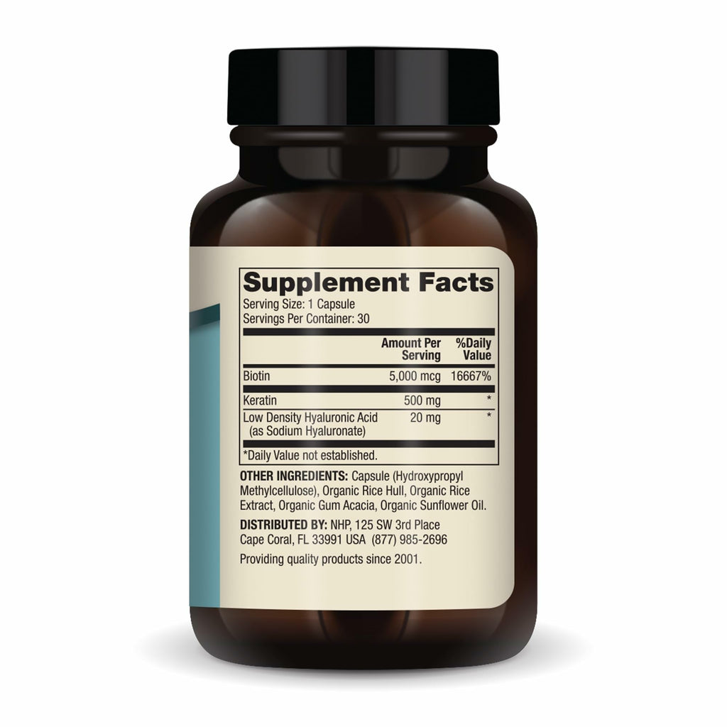 Hair Skin Nails Vitamins Biotin Keratin 30 Capsules