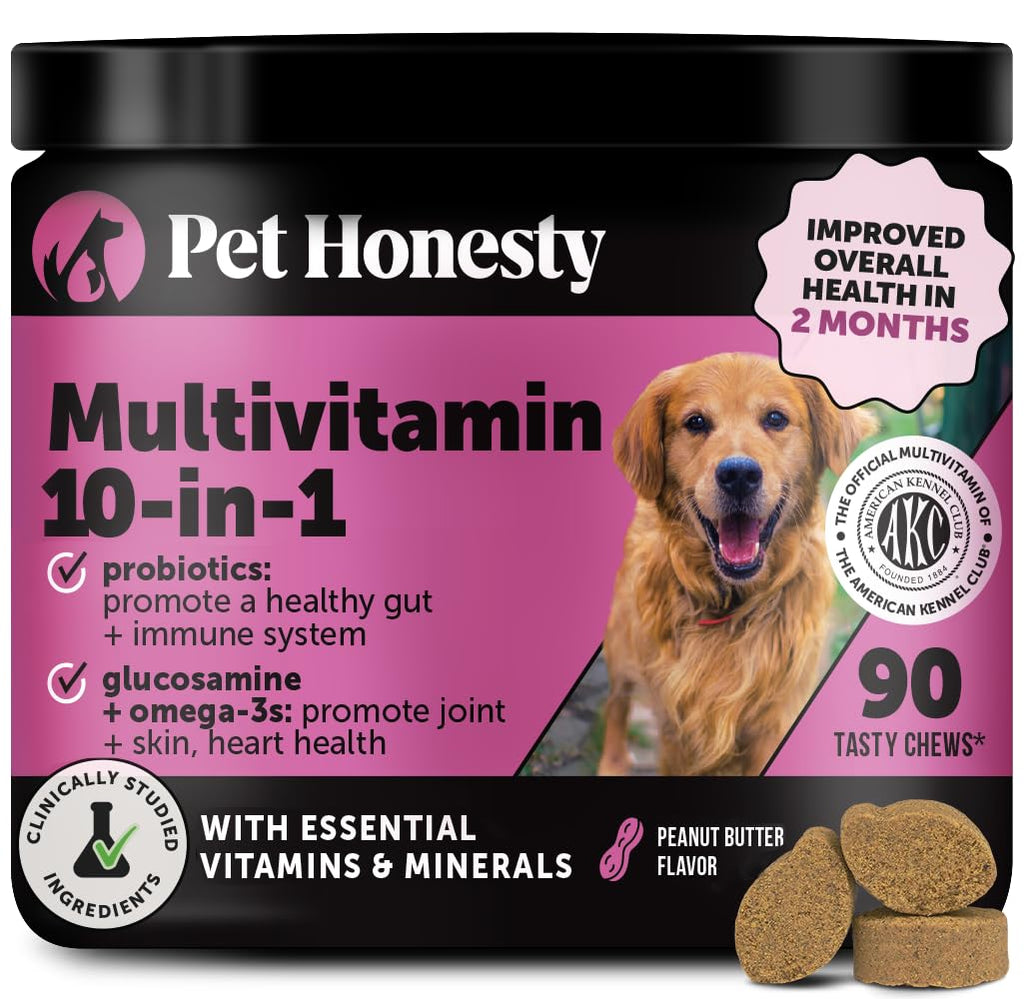 10-in-1 Dog Multivitamin Chews – Glucosamine & Probiotics 90ct