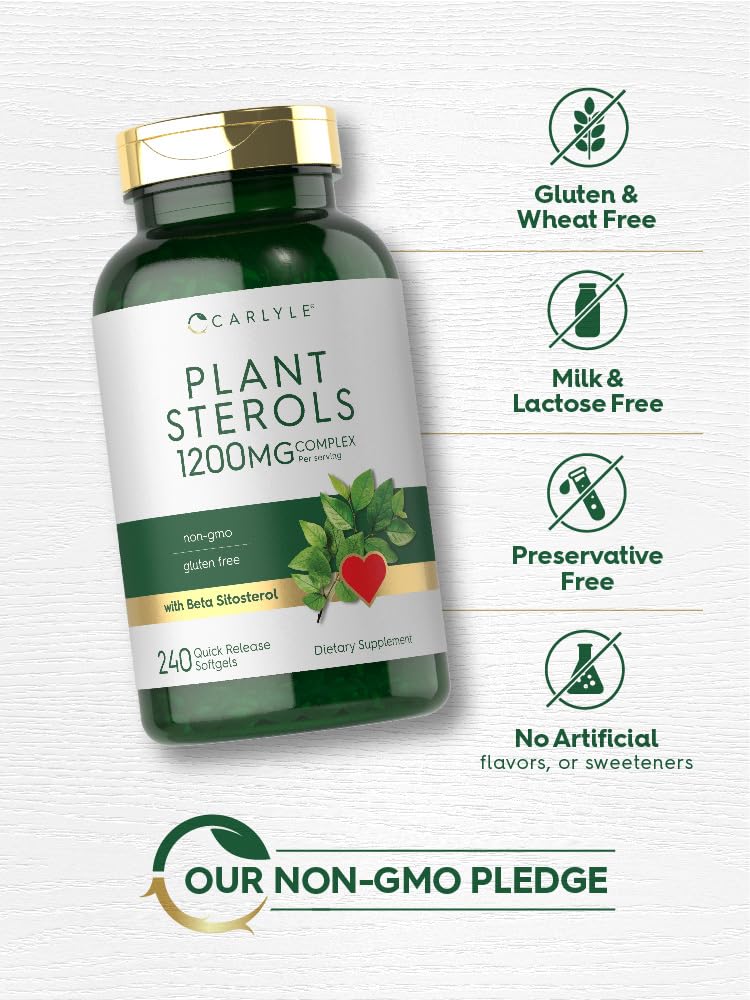 Plant Sterols 1200mg Softgels with Beta Sitosterol for Cholesterol Support 240 Ct