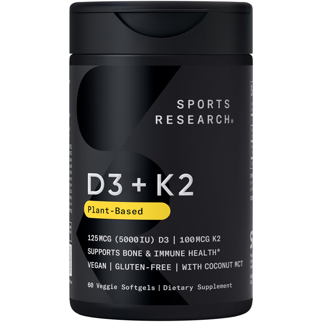 Vitamin D3 5000 IU + K2 MK-7 with Coconut Oil – 60 Softgels