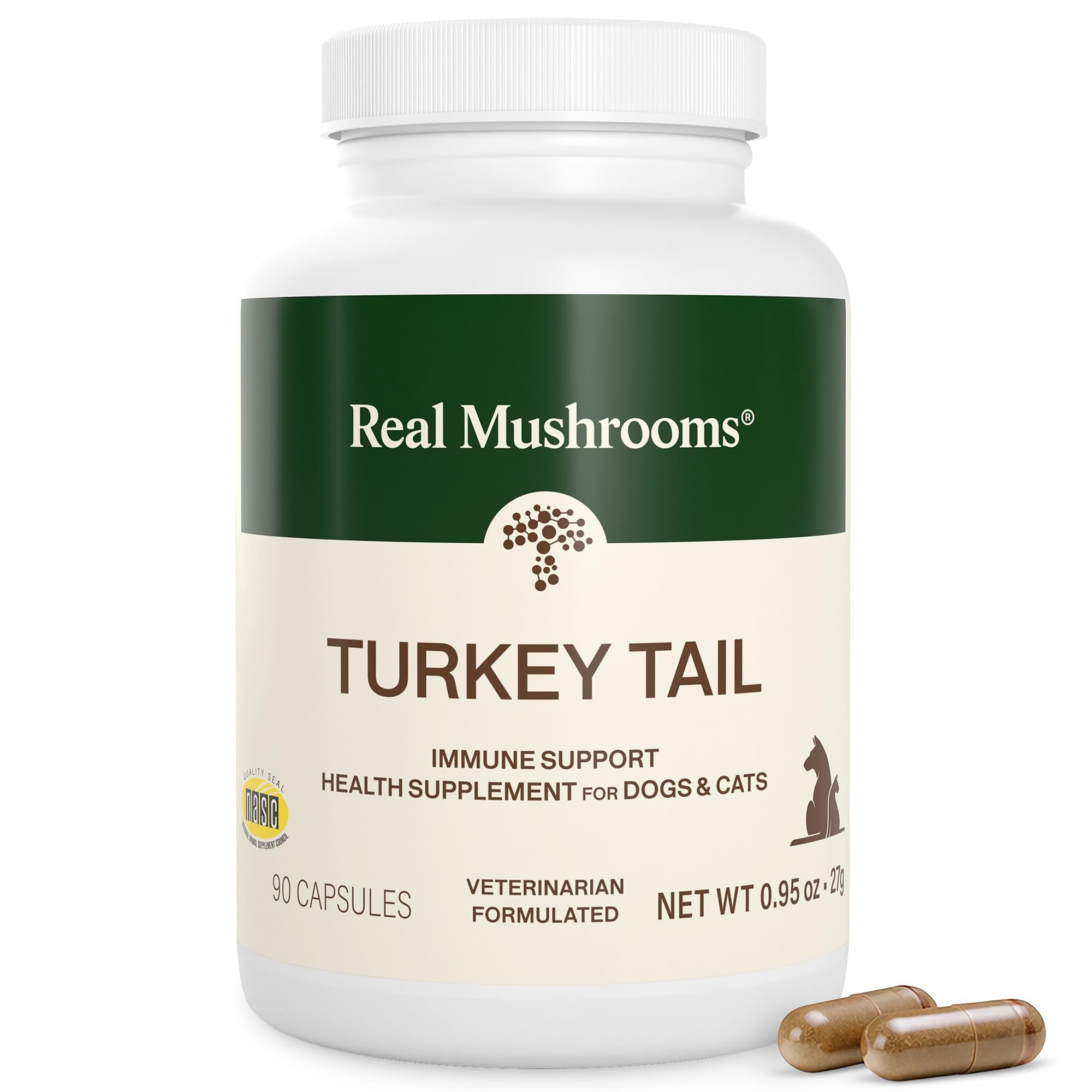 Organic Turkey Tail Mushroom Capsules for Dogs & Cats – 90ct