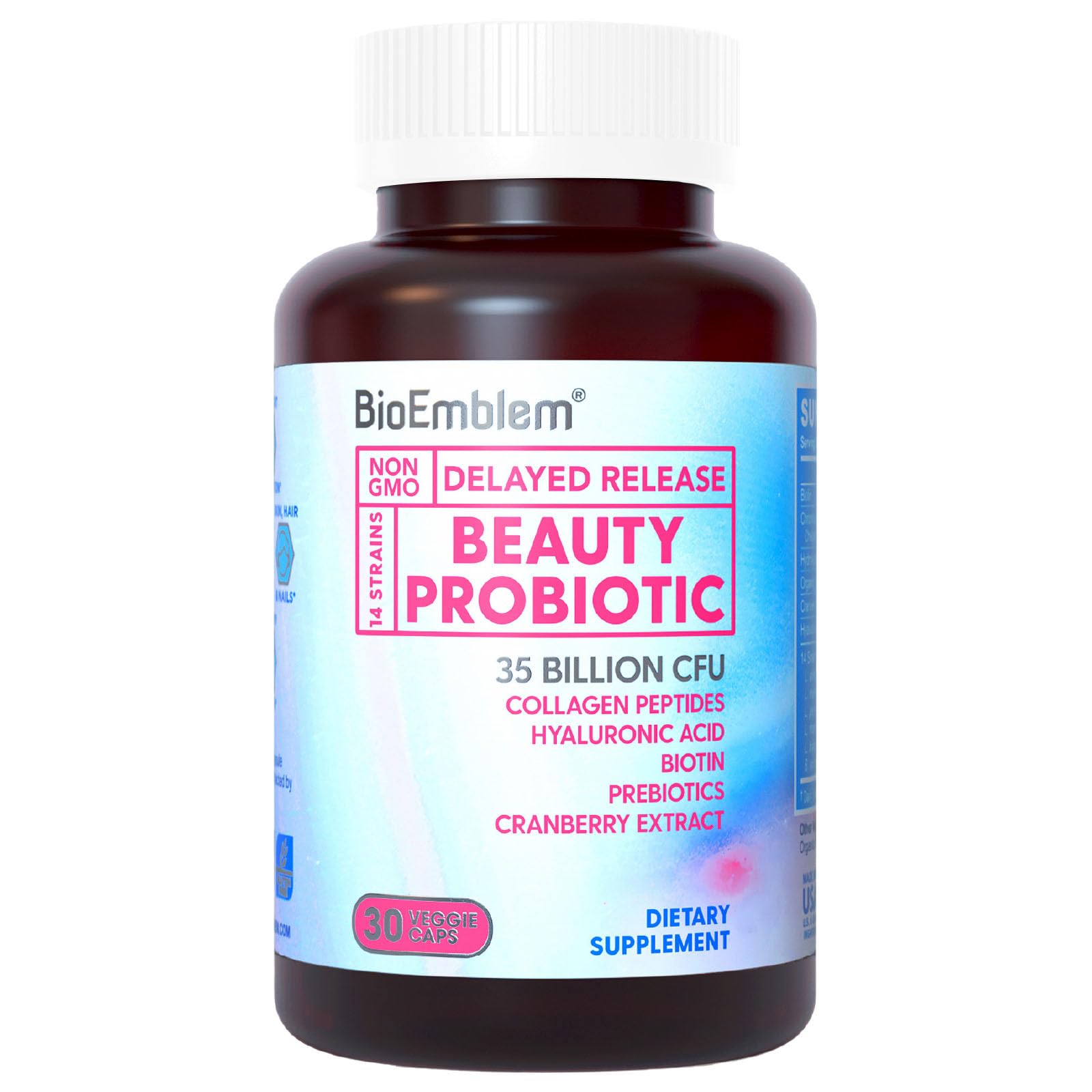 Beauty Probiotics Women 35B CFU Hair Skin Nails 30 Capsules