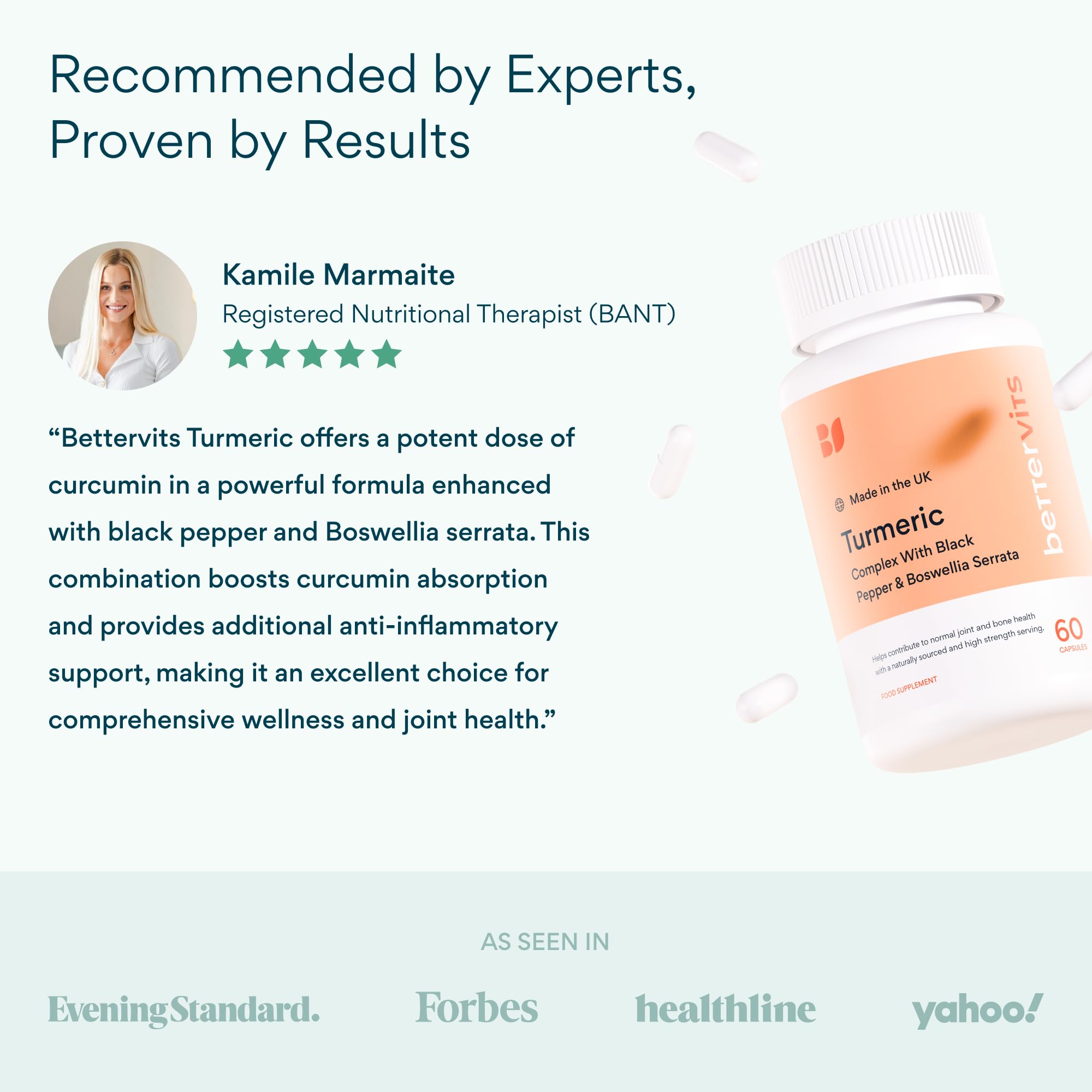 Turmeric Curcumin 1000mg Capsules with Black Pepper & Boswellia for Joint Support