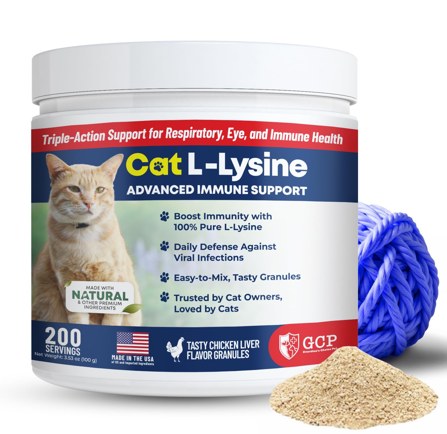 L-Lysine Immune Support Powder for Cats – Chicken Liver 200 Servings
