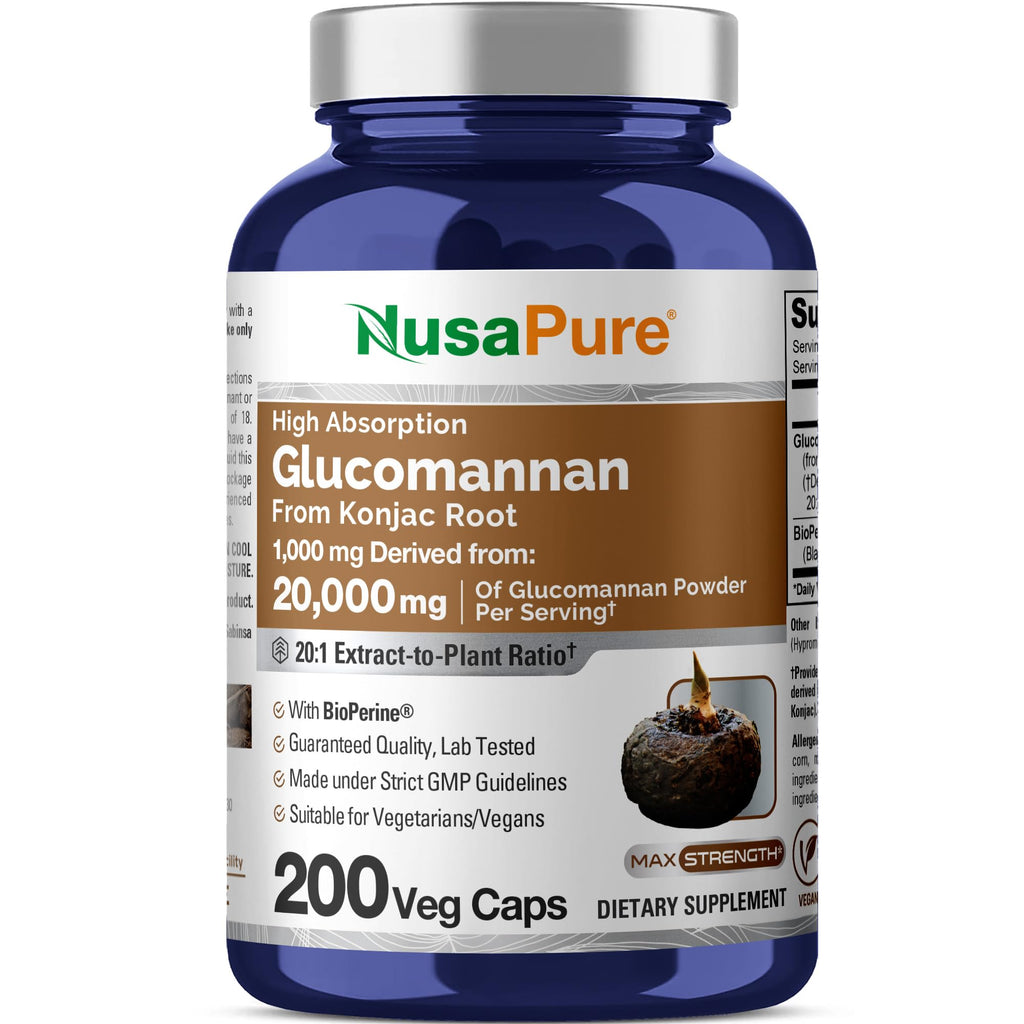 Glucomannan 20000mg Konjac Root Capsules – Weight Support, 200