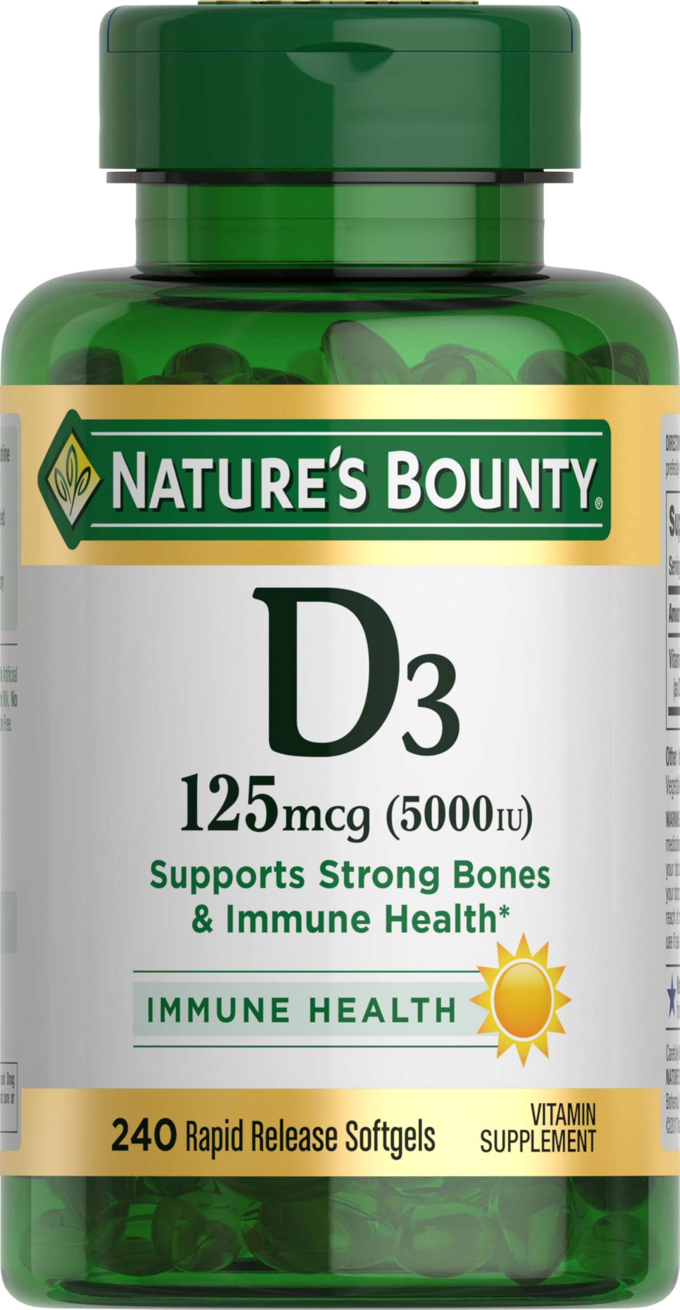Vitamin D3 5000 IU Softgels – Immune Support, 240 Ct
