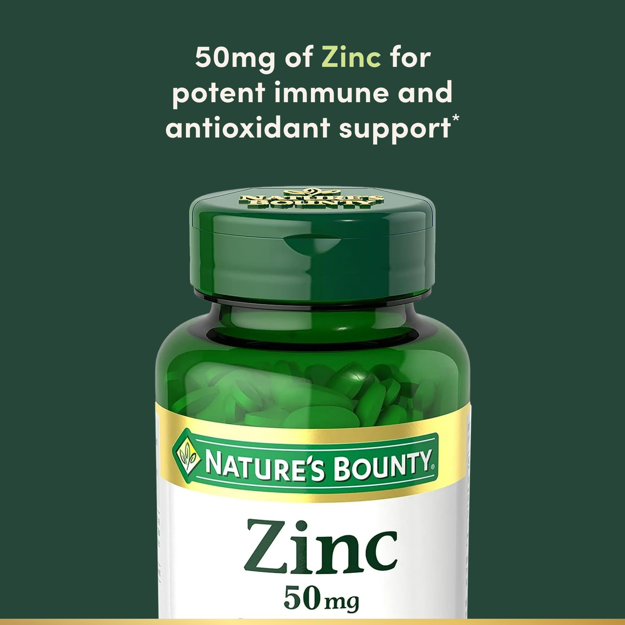 Zinc 50mg Immune Support Supplement – Skin Health, 250 Caplets