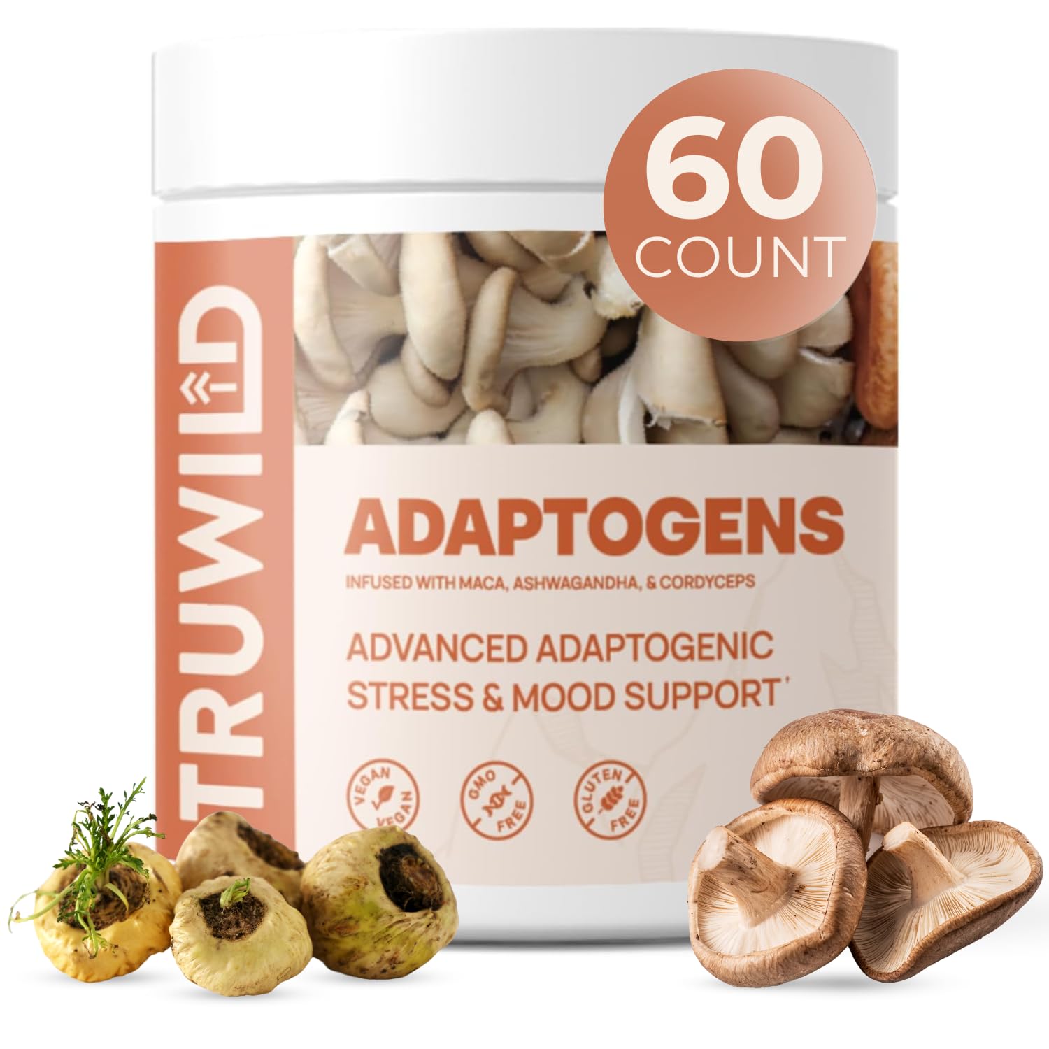 Adaptogen Mushroom Blend Capsules – Energy & Stress Support, 60 Ct