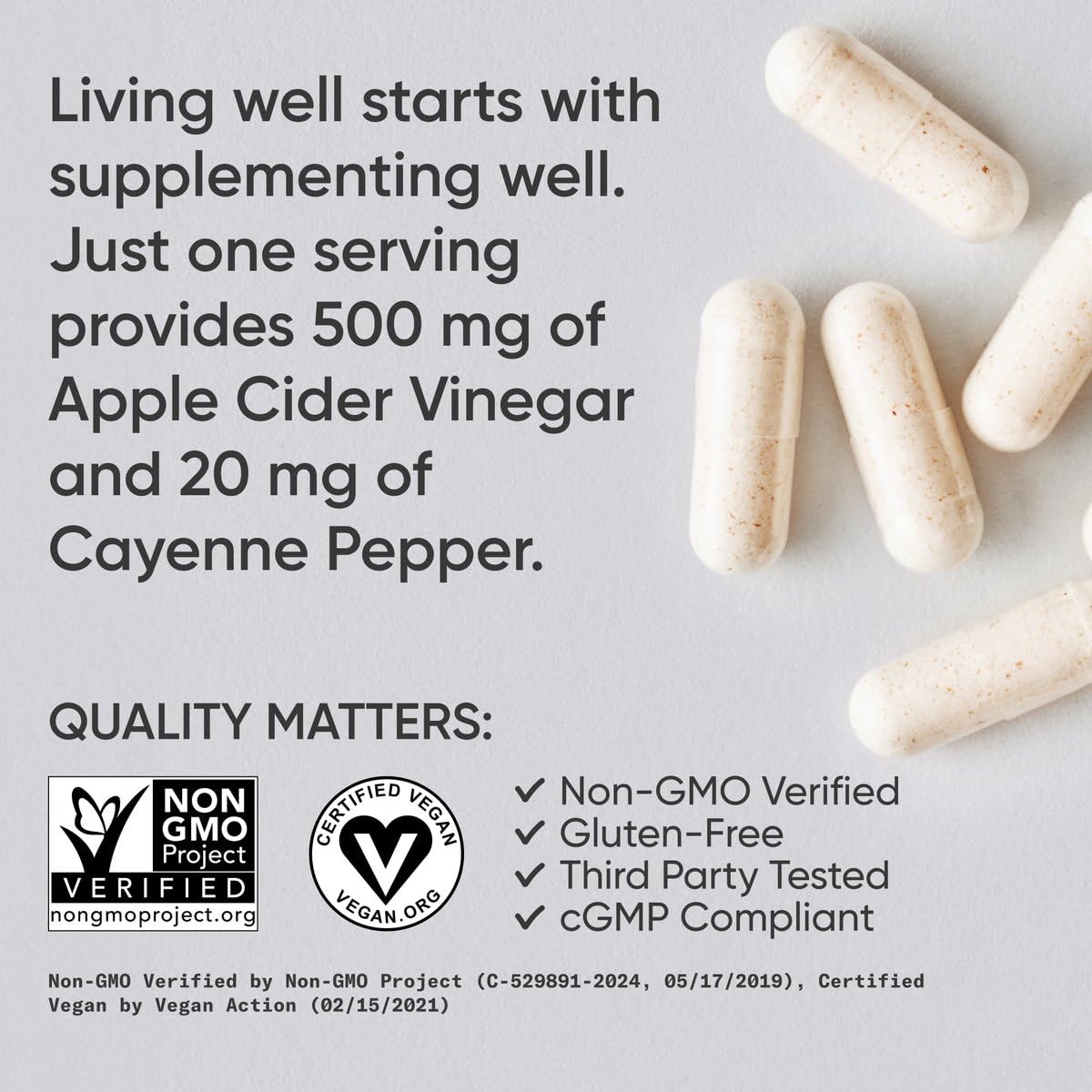 Apple Cider Vinegar Capsules with Cayenne for Digestion & Metabolism Support 120 Ct