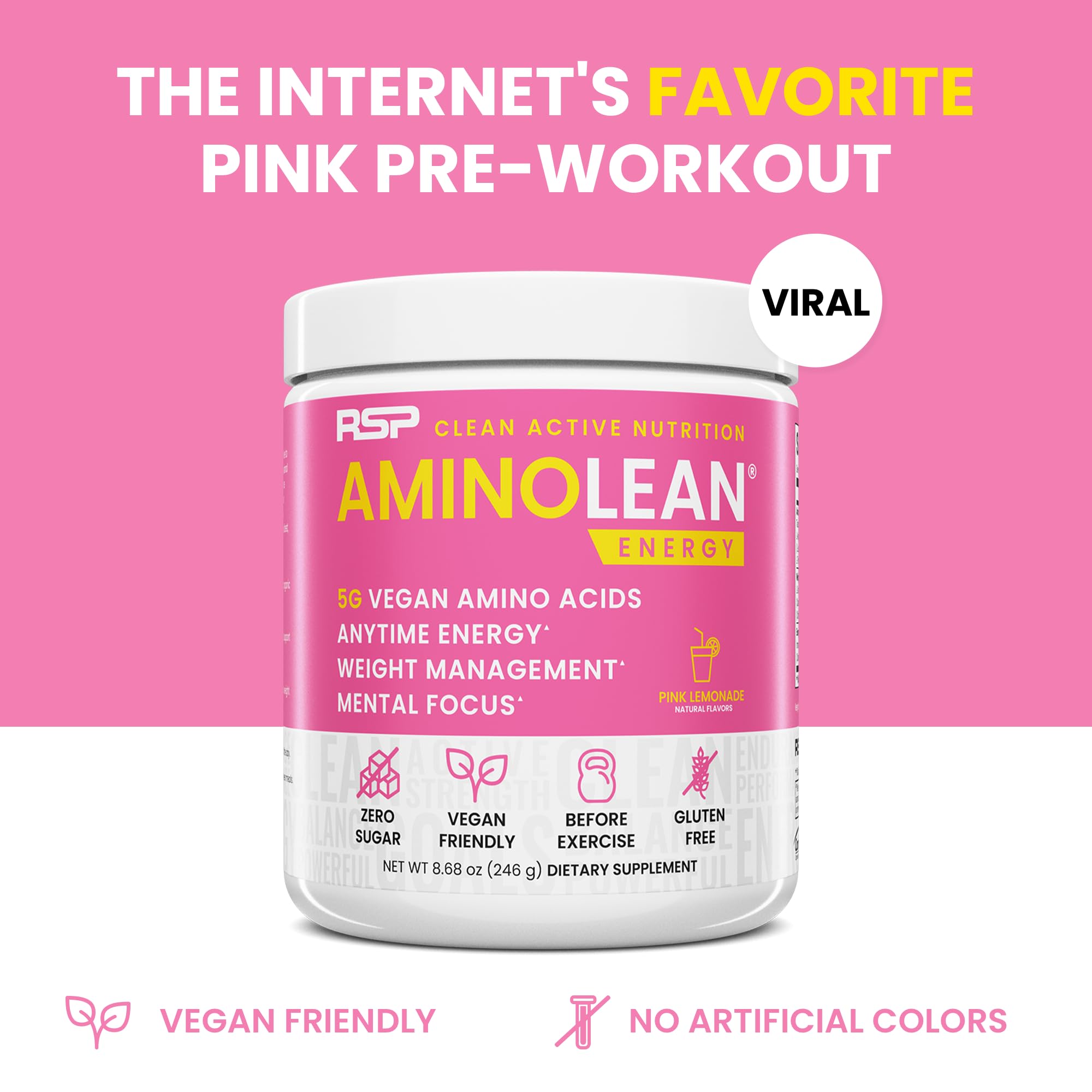 Amino Pre Workout Powder with BCAA & Caffeine – Energy, 30 Servings