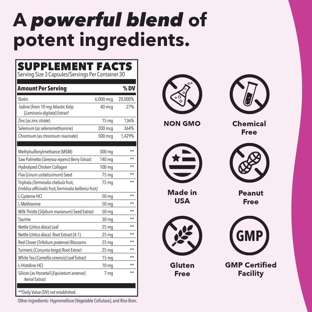 Hair Nail Skin Supplement Biotin Collagen Turmeric 90 Capsules