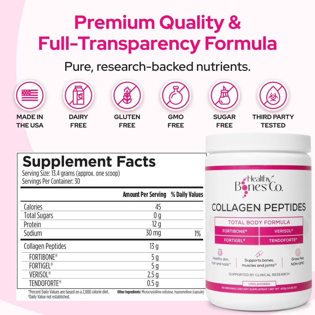 Collagen Peptides Powder for Bone, Joint, Skin & Hair Support 30 Servings