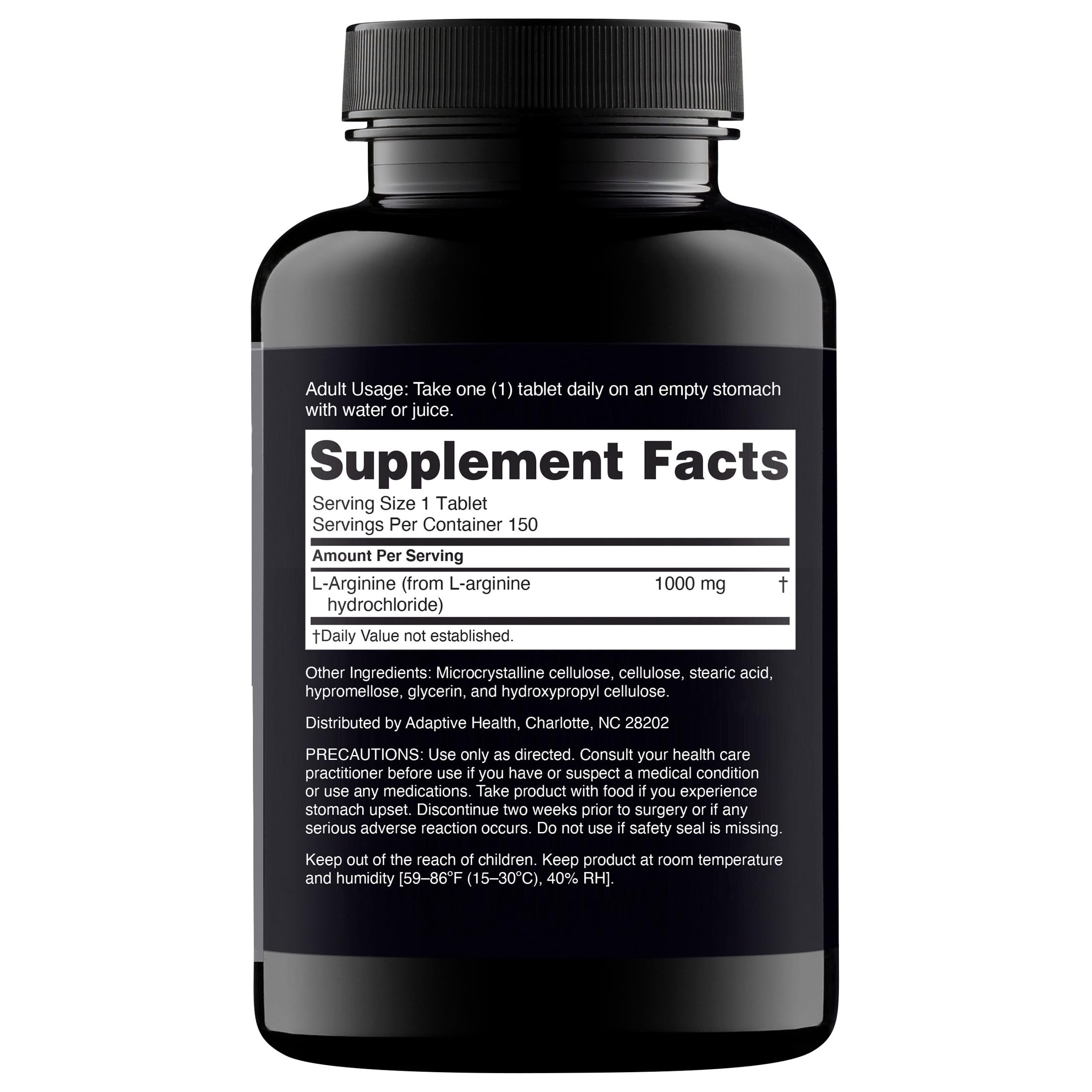 L-Arginine 1000 mg Tablets – Nitric Oxide & Circulation Support, 150 Ct