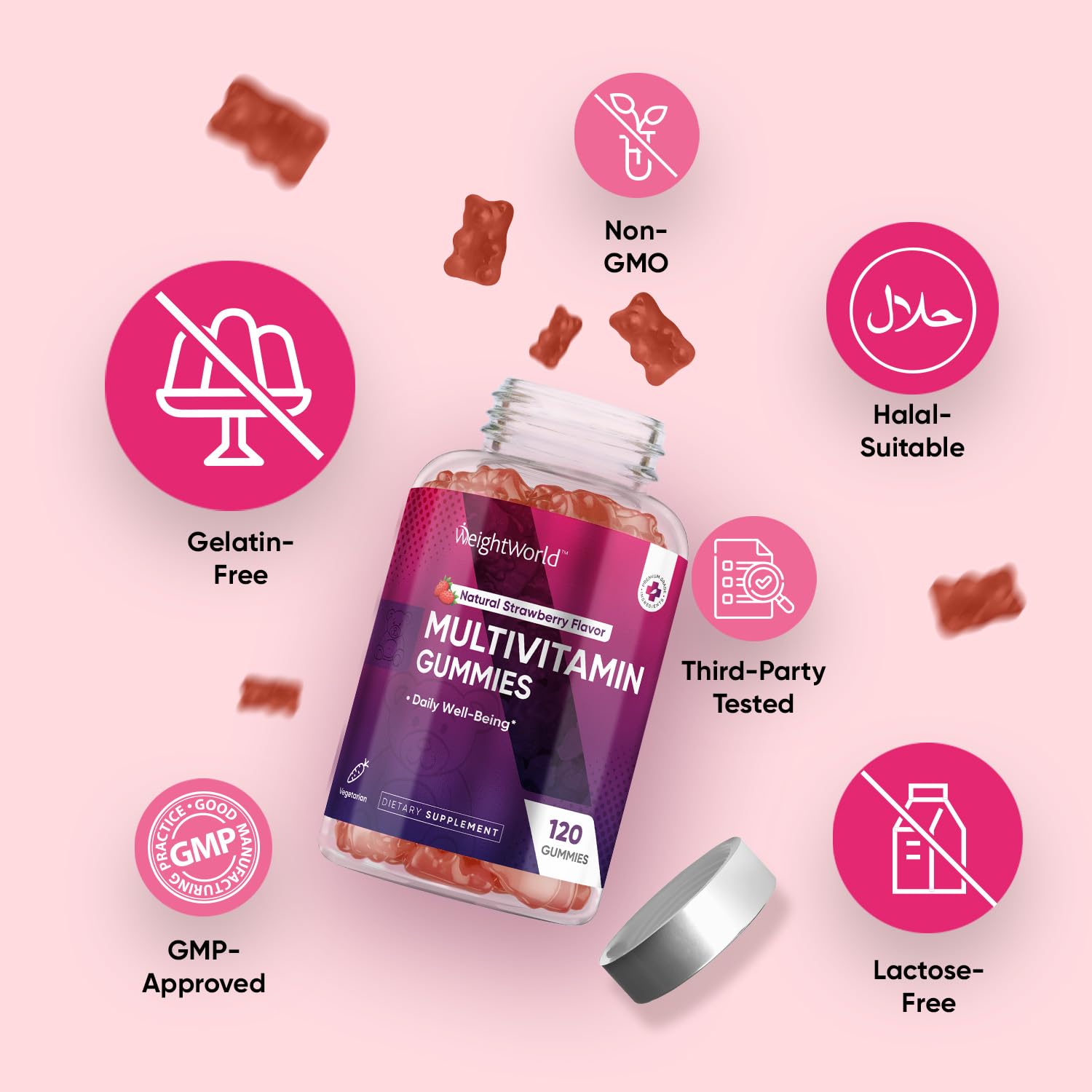 Adult Multivitamin Gummies Men Women Vitamin D3 B12 120 Count