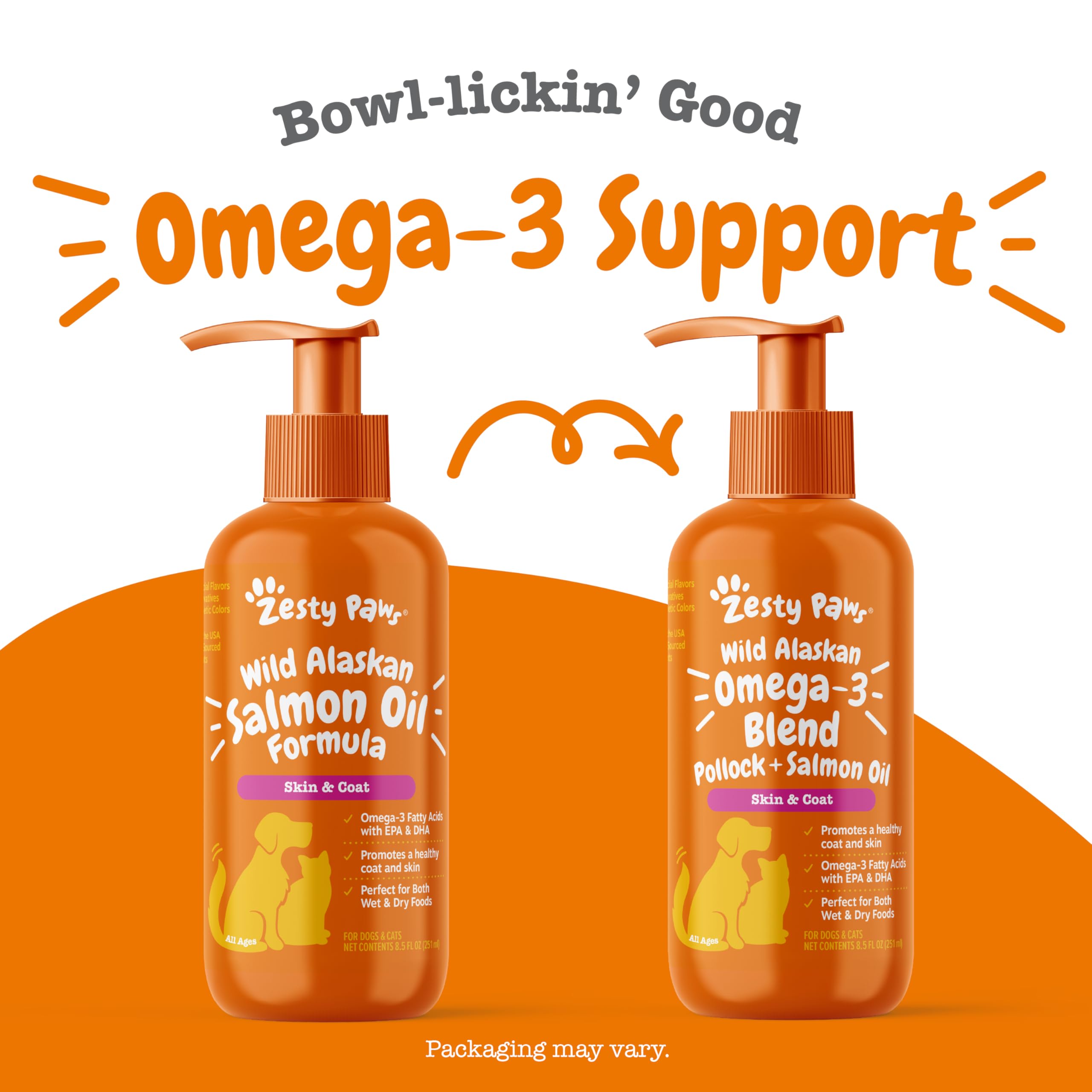 Wild Alaskan Salmon & Pollock Oil for Dogs & Cats – Omega-3 8.5oz