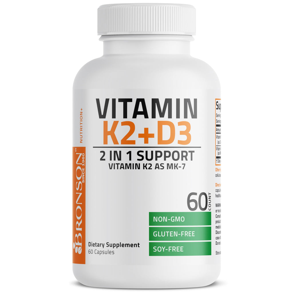 Vitamin D3 5000 IU with K2 MK-7 – Bone & Immune Support, 60 Caps