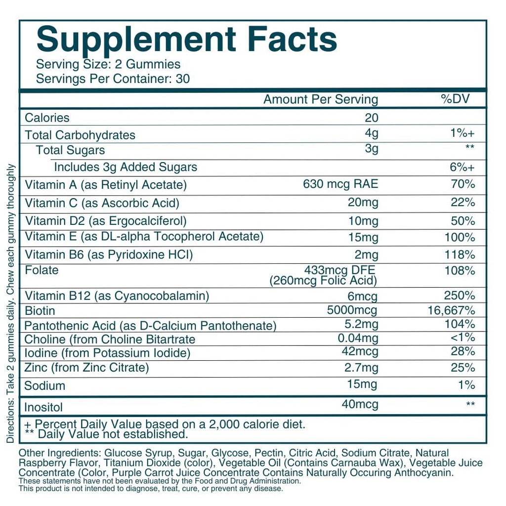 Hair Skin Nails Gummies Biotin Vegan Growth Support