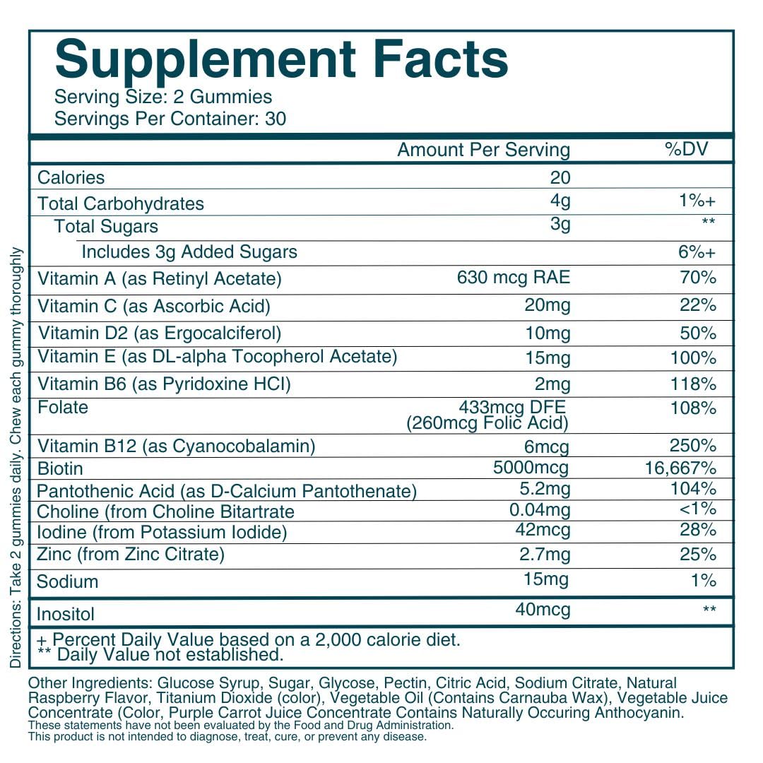 Hair Skin Nails Gummies Biotin Vegan Growth Support
