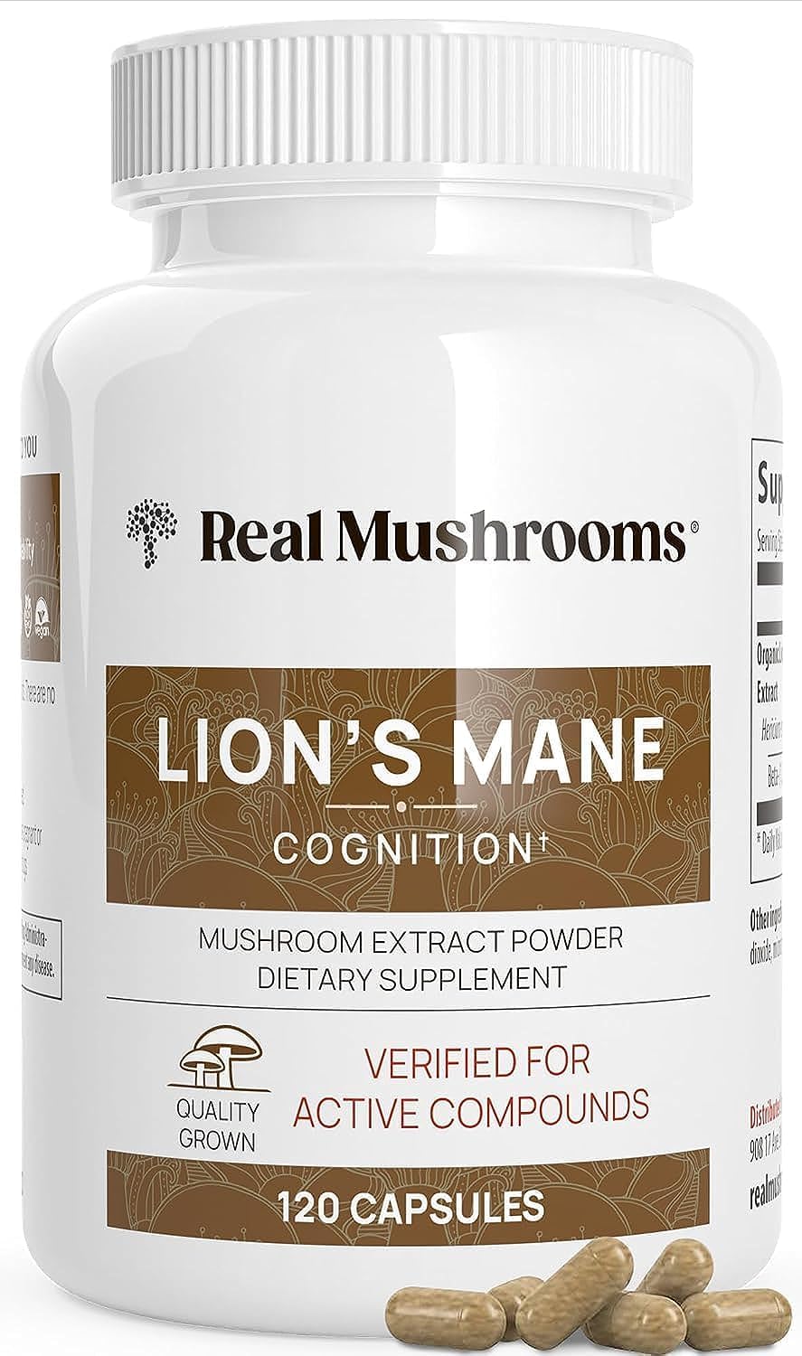 Lion’s Mane Mushroom Capsules for Cognition, Focus & Brain Support 120 Ct