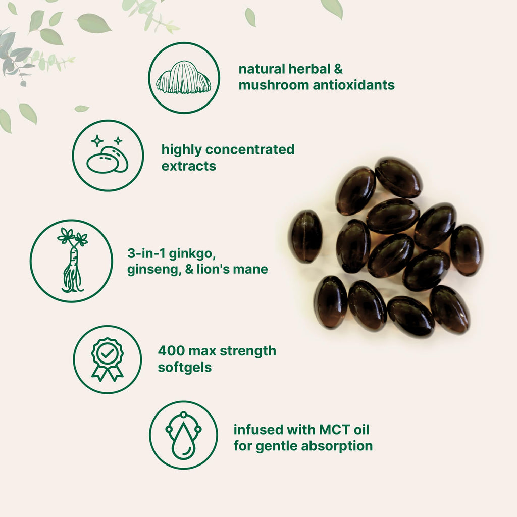 Ginkgo Biloba & Ginseng Capsules for Memory, Focus & Brain Support 400 Ct