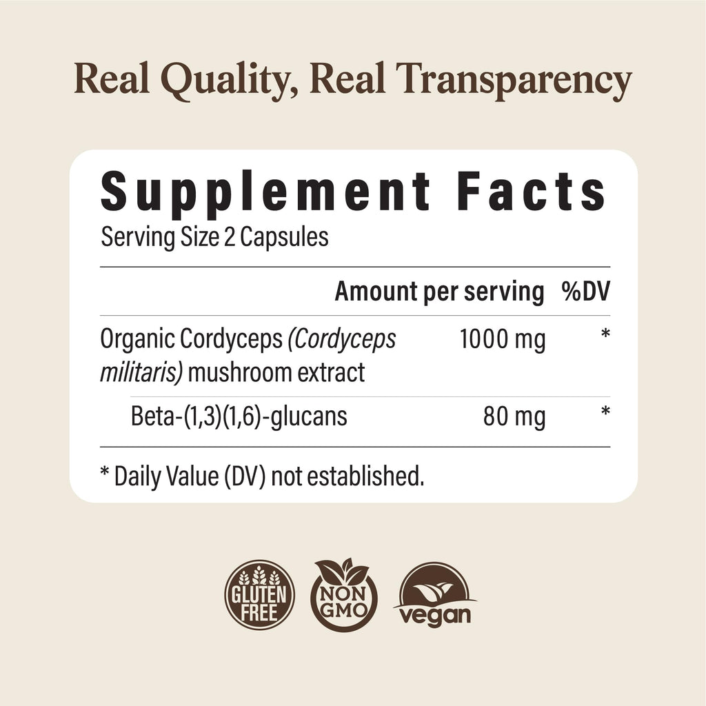 Cordyceps Mushroom Capsules – Energy & Performance Support, 120 Ct