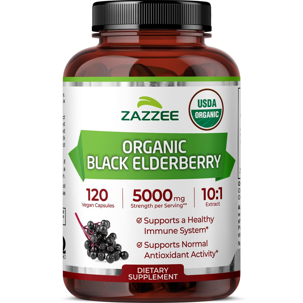 Black Elderberry 10:1 Extract Capsules for Immune Support 5000mg 120 Ct