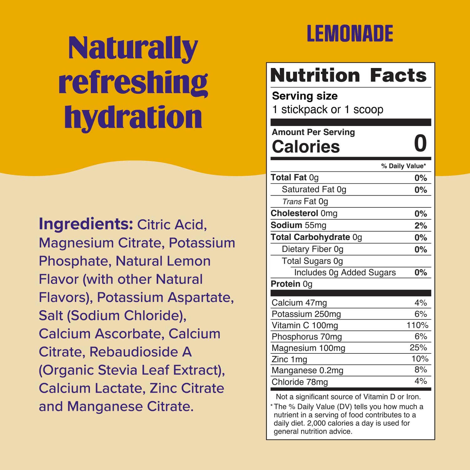 Electrolyte Powder Drink Mix – Sugar-Free Lemonade, 90 Servings