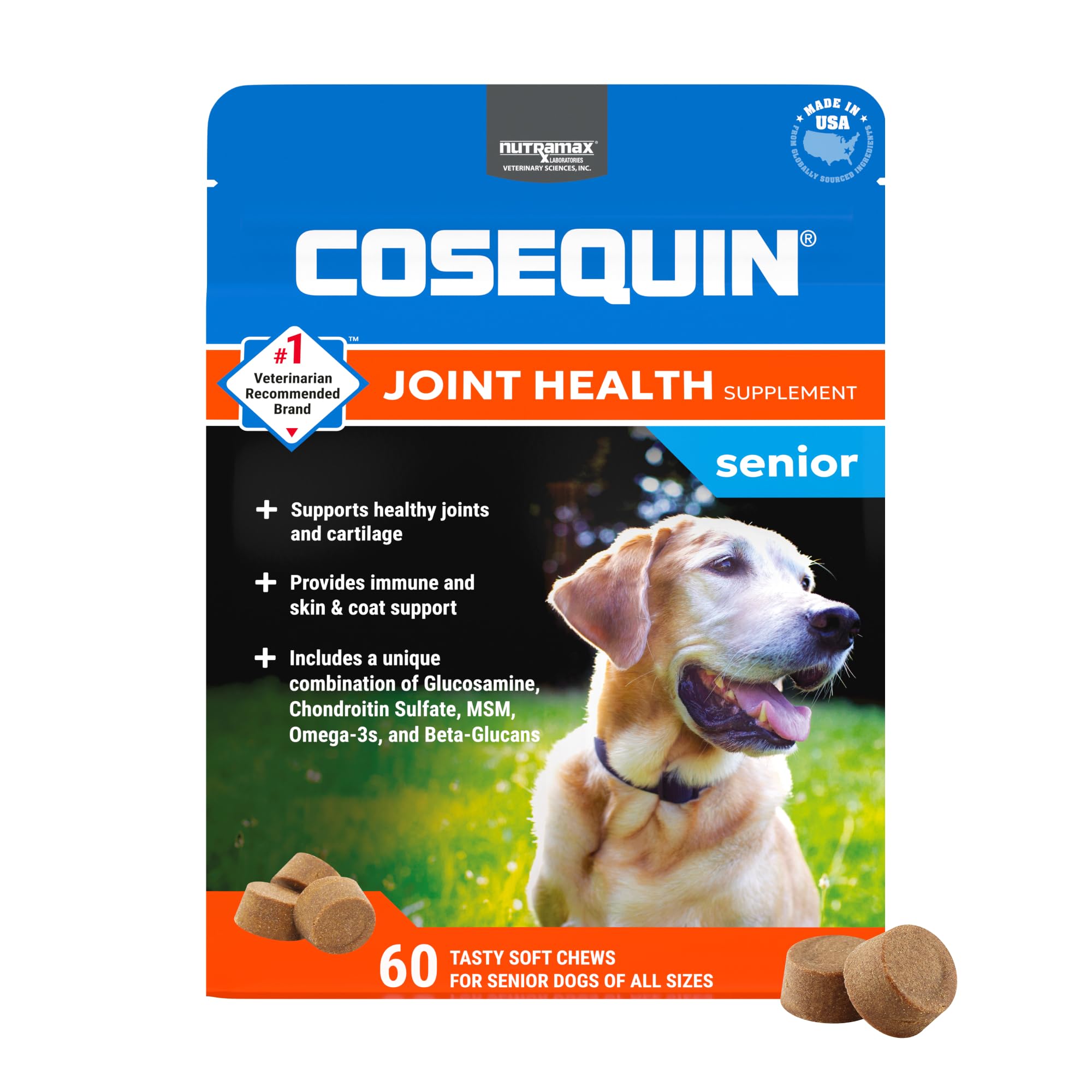 Senior Dog Joint Soft Chews – Glucosamine, MSM & Omega-3s 60ct