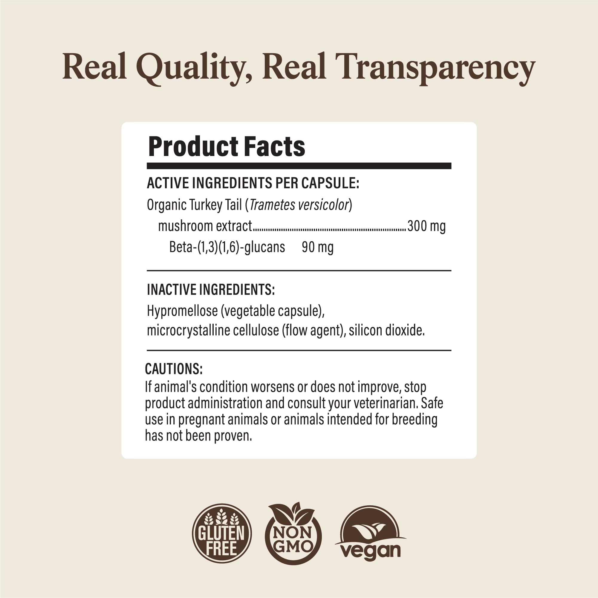 Organic Turkey Tail Mushroom Capsules for Dogs & Cats – 90ct