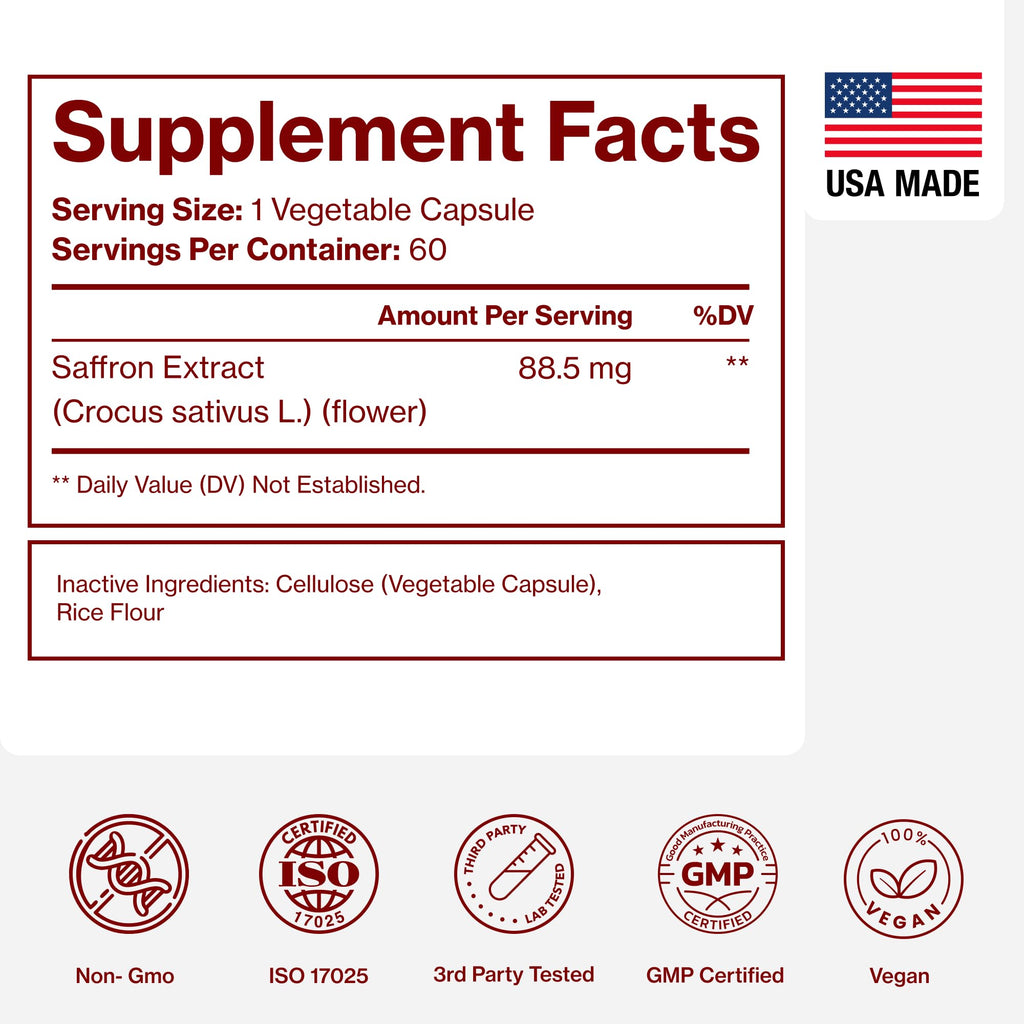 Saffron Extract Capsules – Mood, Energy & Eye Support
