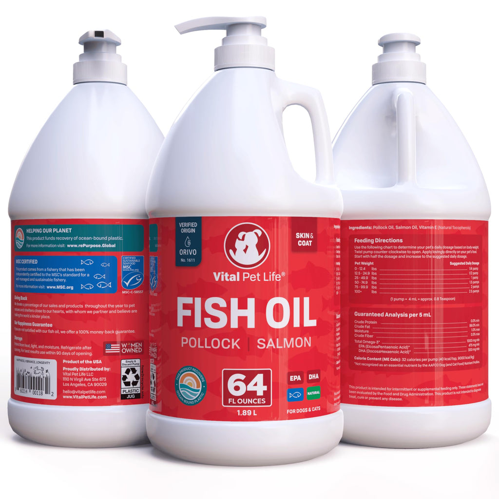 Omega-3 Fish Oil for Dogs – Skin, Coat & Allergy Support 64oz