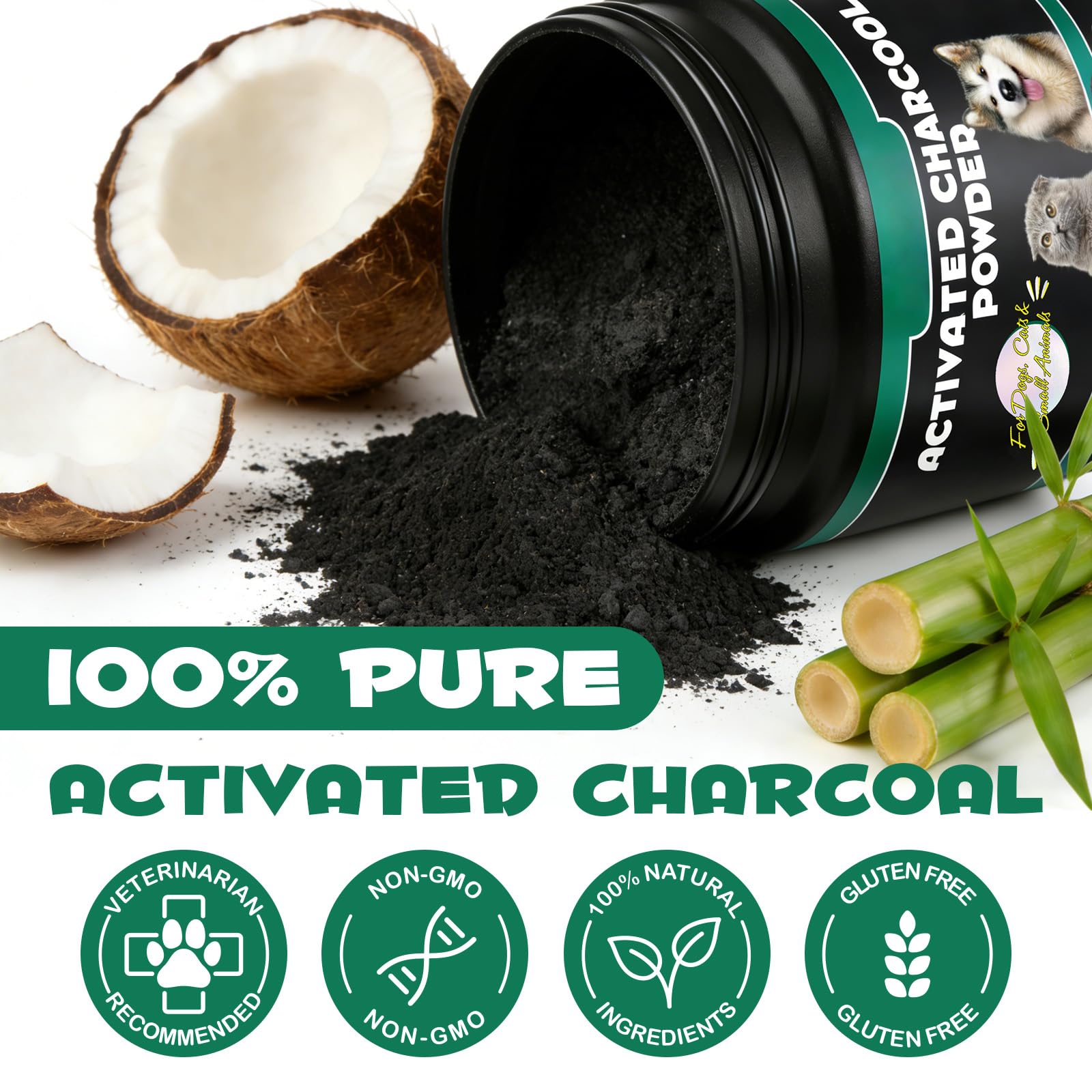 Activated Charcoal Powder for Dogs & Cats – Digestive Support 120g