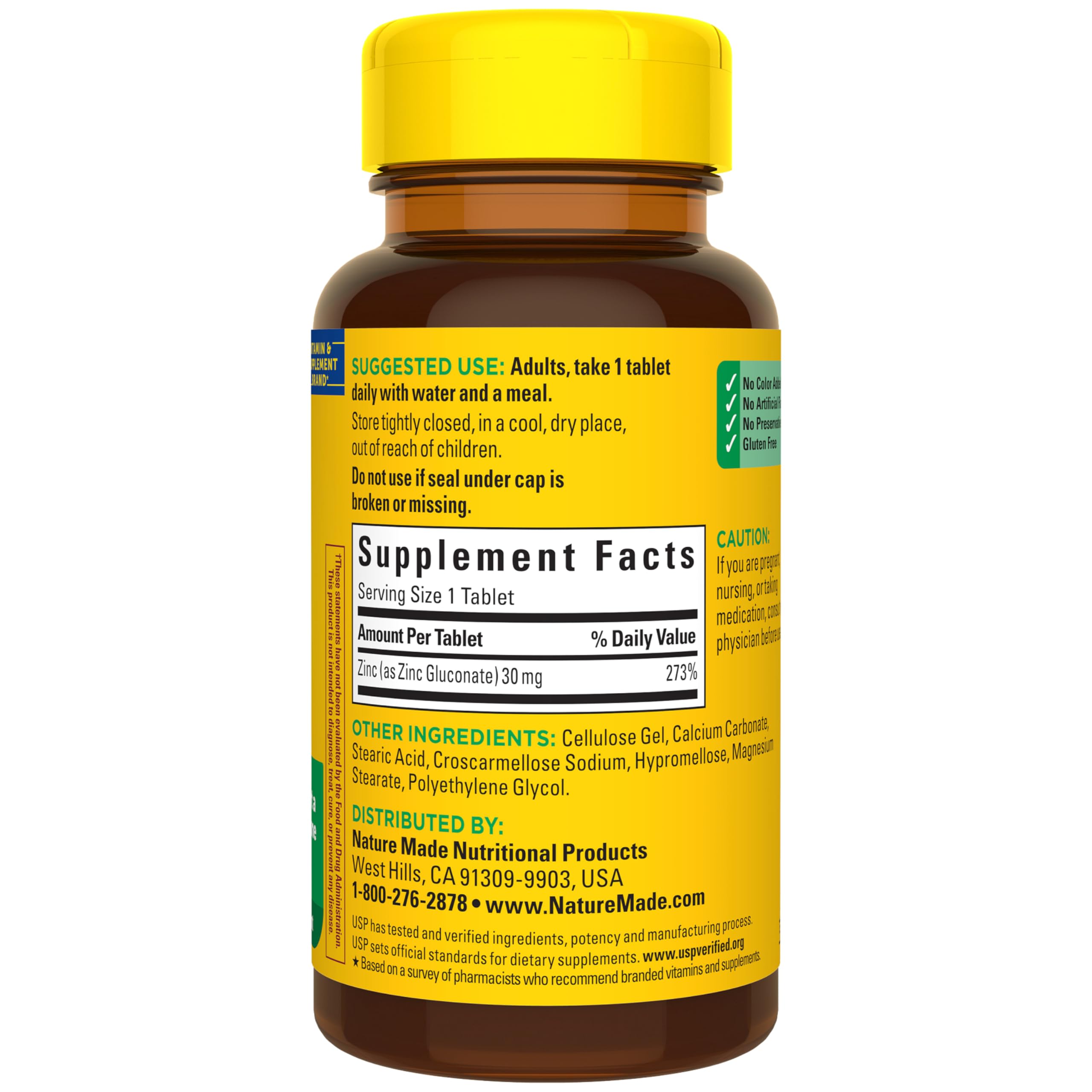 Zinc 30mg Immune Support Supplement – Antioxidant, 100 Tablets