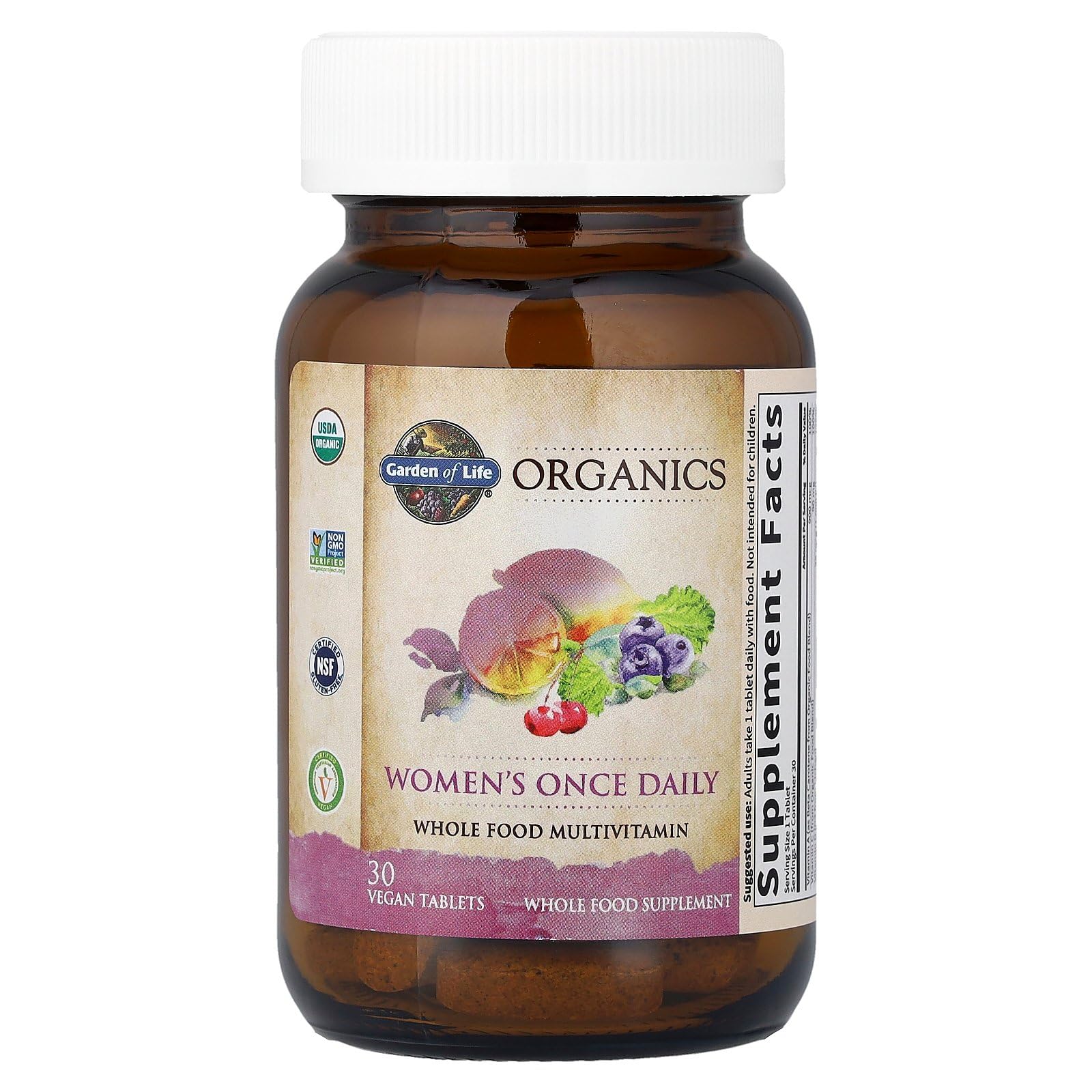 Organic Women’s Multivitamin One Daily Iron Biotin 30 Tablets