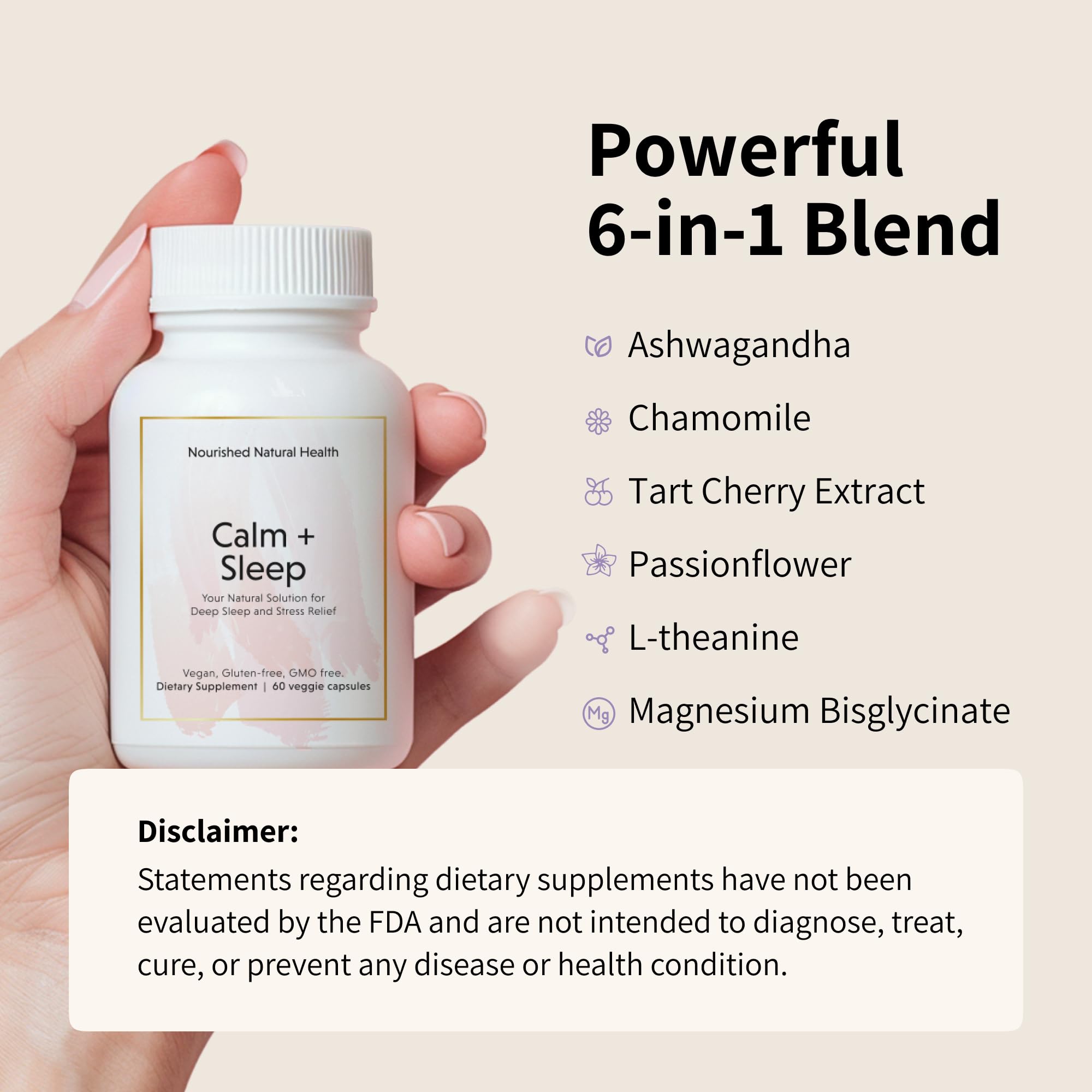 Calm & Sleep Support Capsules for Stress Relief with Ashwagandha & Magnesium