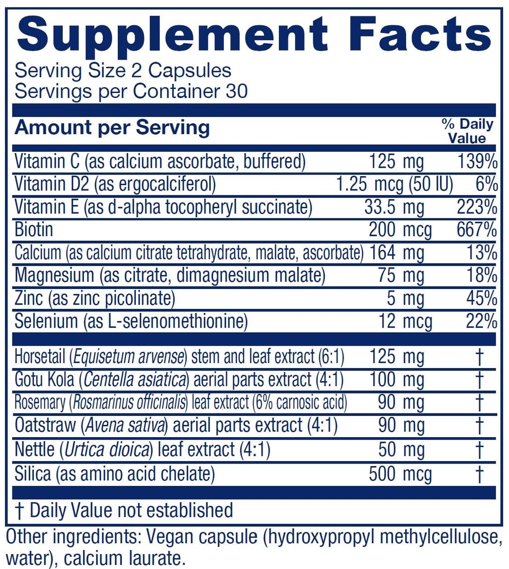 Hair Skin Nails Support Vegan Vitamins 60 Capsules