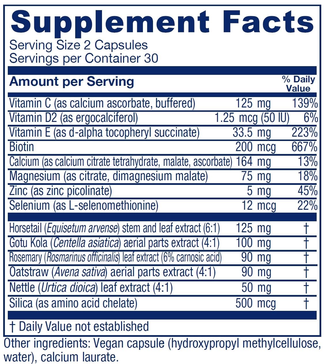 Hair Skin Nails Support Vegan Vitamins 60 Capsules