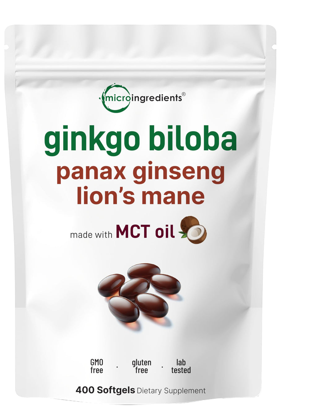 Ginkgo Biloba & Ginseng Capsules for Memory, Focus & Brain Support 400 Ct