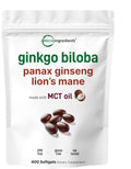 Ginkgo Biloba & Ginseng Capsules for Memory, Focus & Brain Support 400 Ct