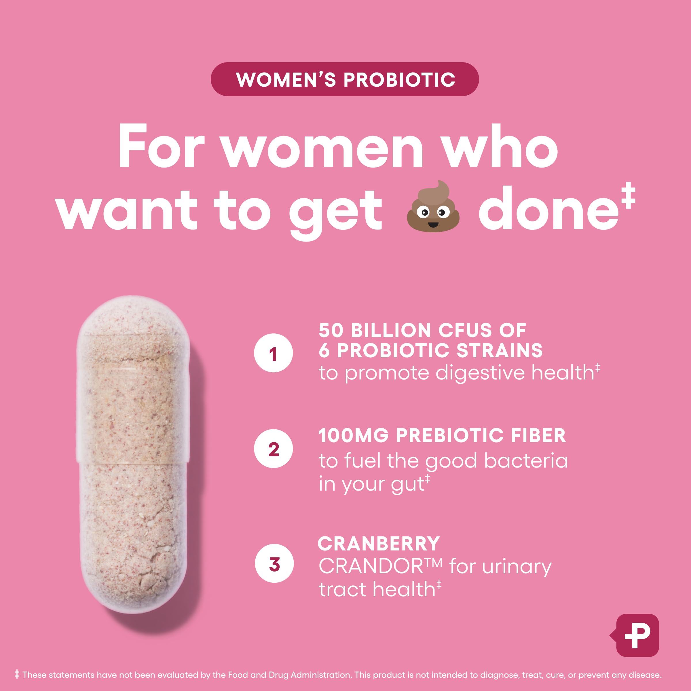 Women’s Probiotic 50 Billion CFU – pH & Digestive Support, 30 Caps