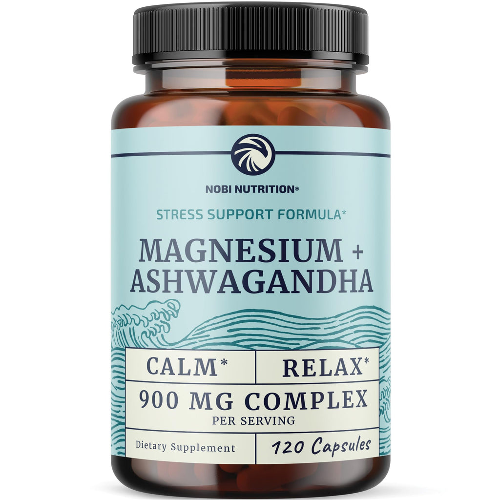 Magnesium & Ashwagandha Supplement for Calm, Sleep & Stress Support 120 Ct