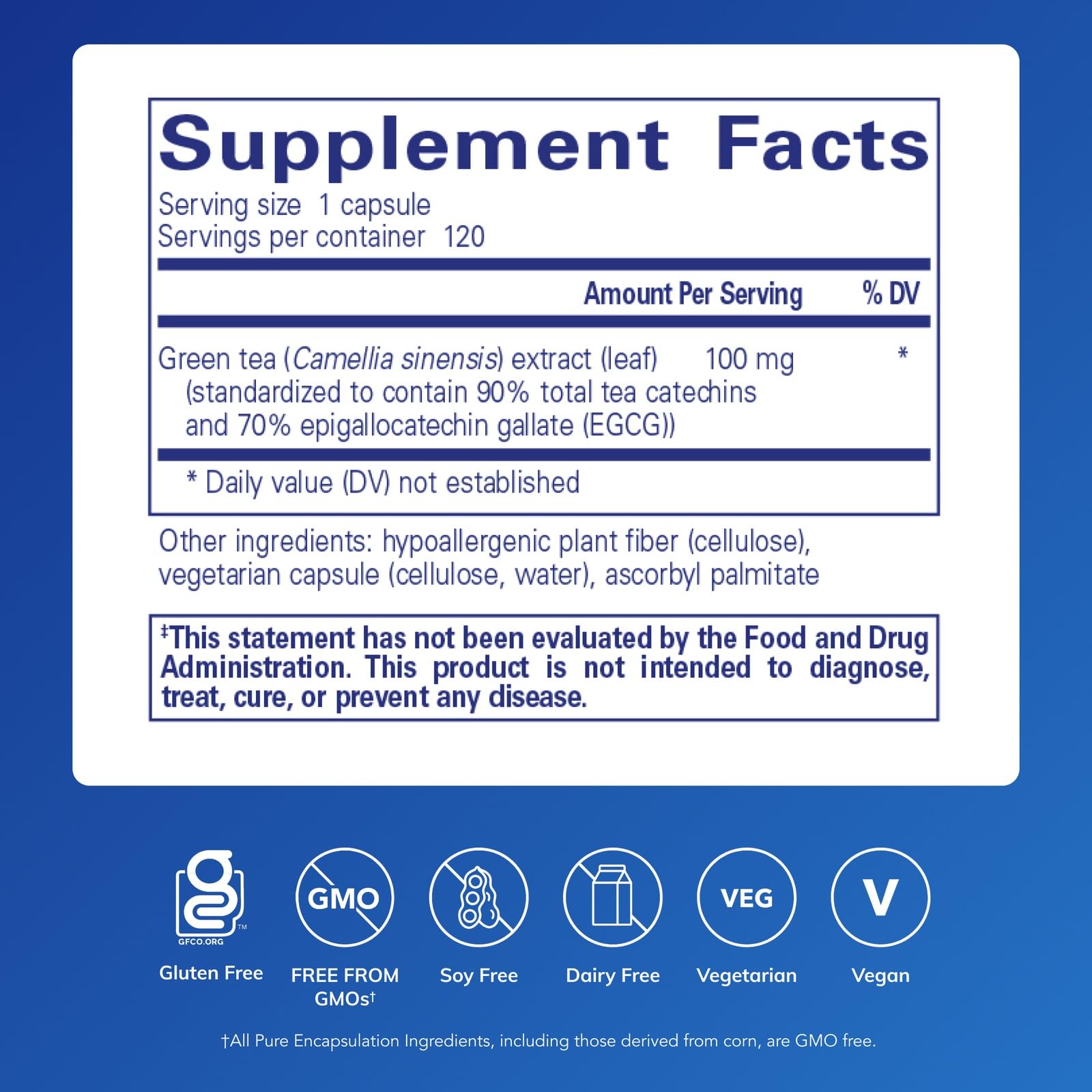 Decaf Green Tea Extract – Antioxidant Support, 120 Capsules