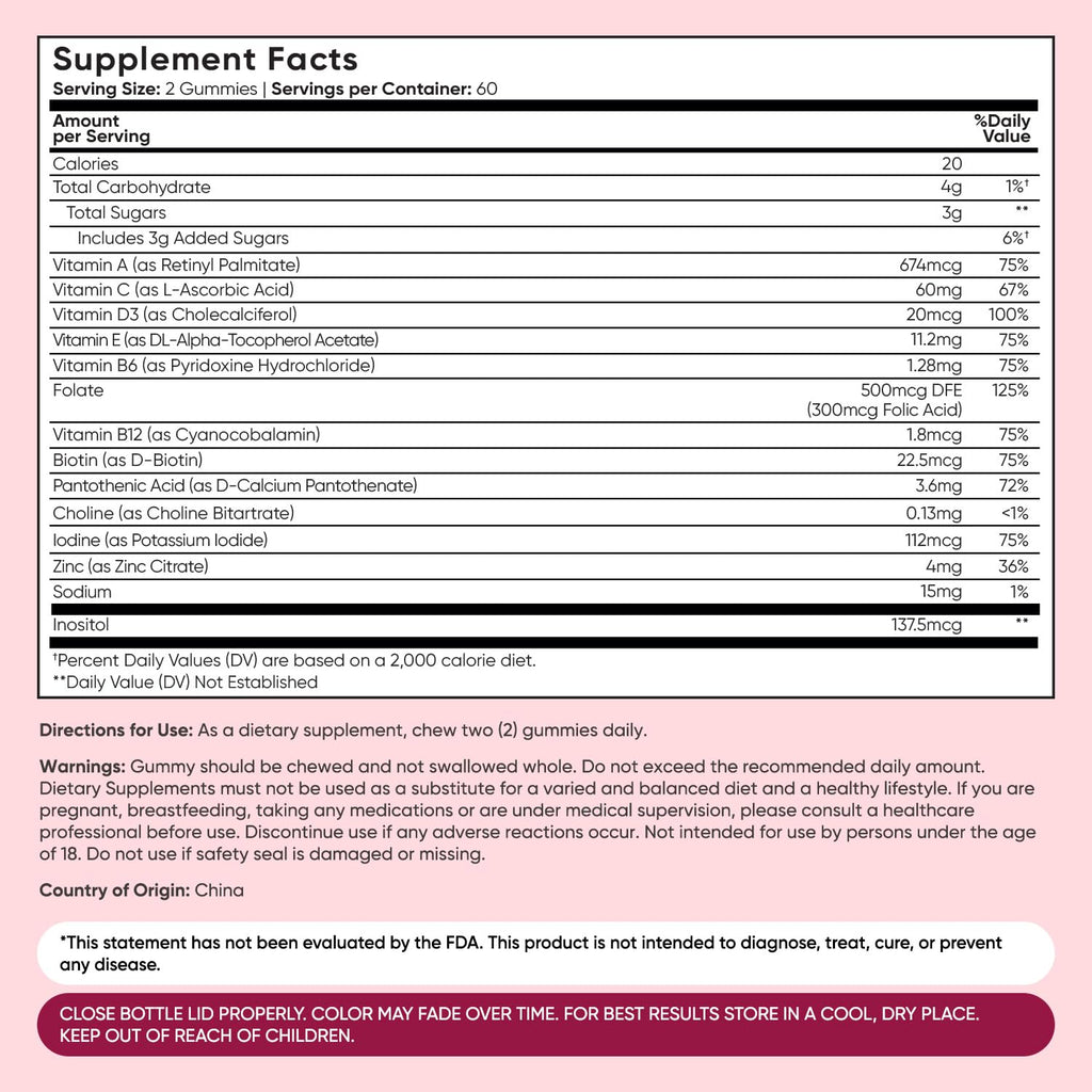 Adult Multivitamin Gummies Men Women Vitamin D3 B12 120 Count