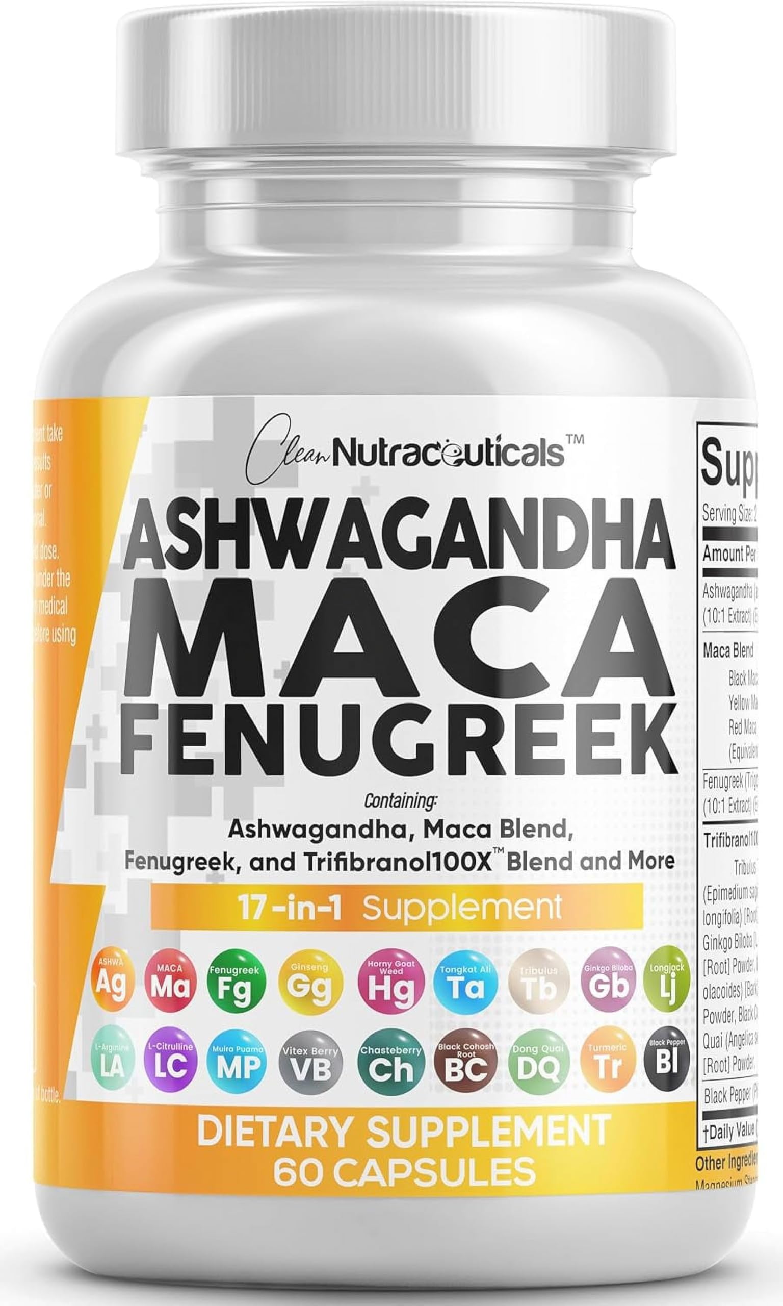 Ashwagandha Maca Fenugreek & Tongkat Ali Capsules for Stress, Mood & Hormone Support