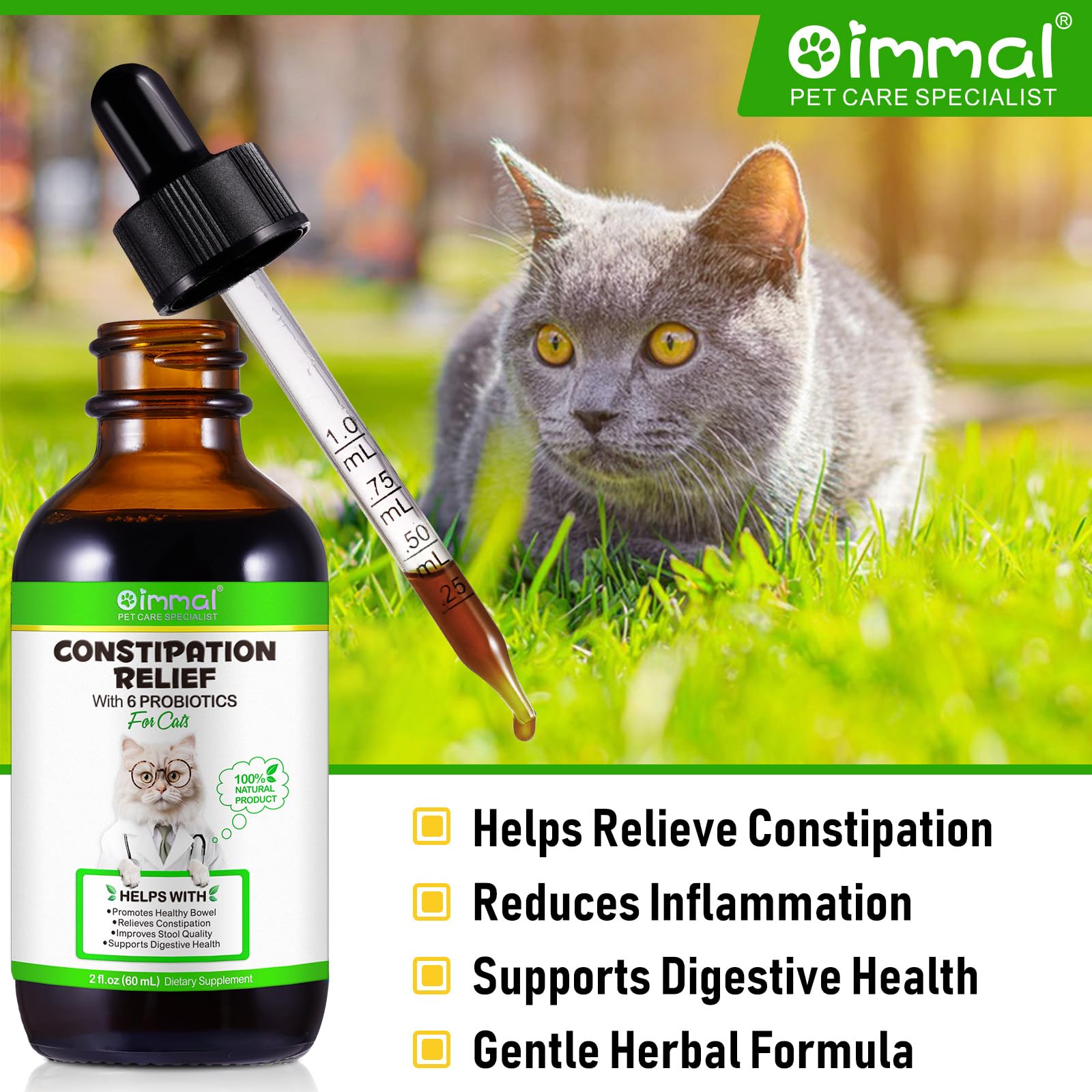 Natural Constipation Relief Liquid Laxative for Cats – 2oz