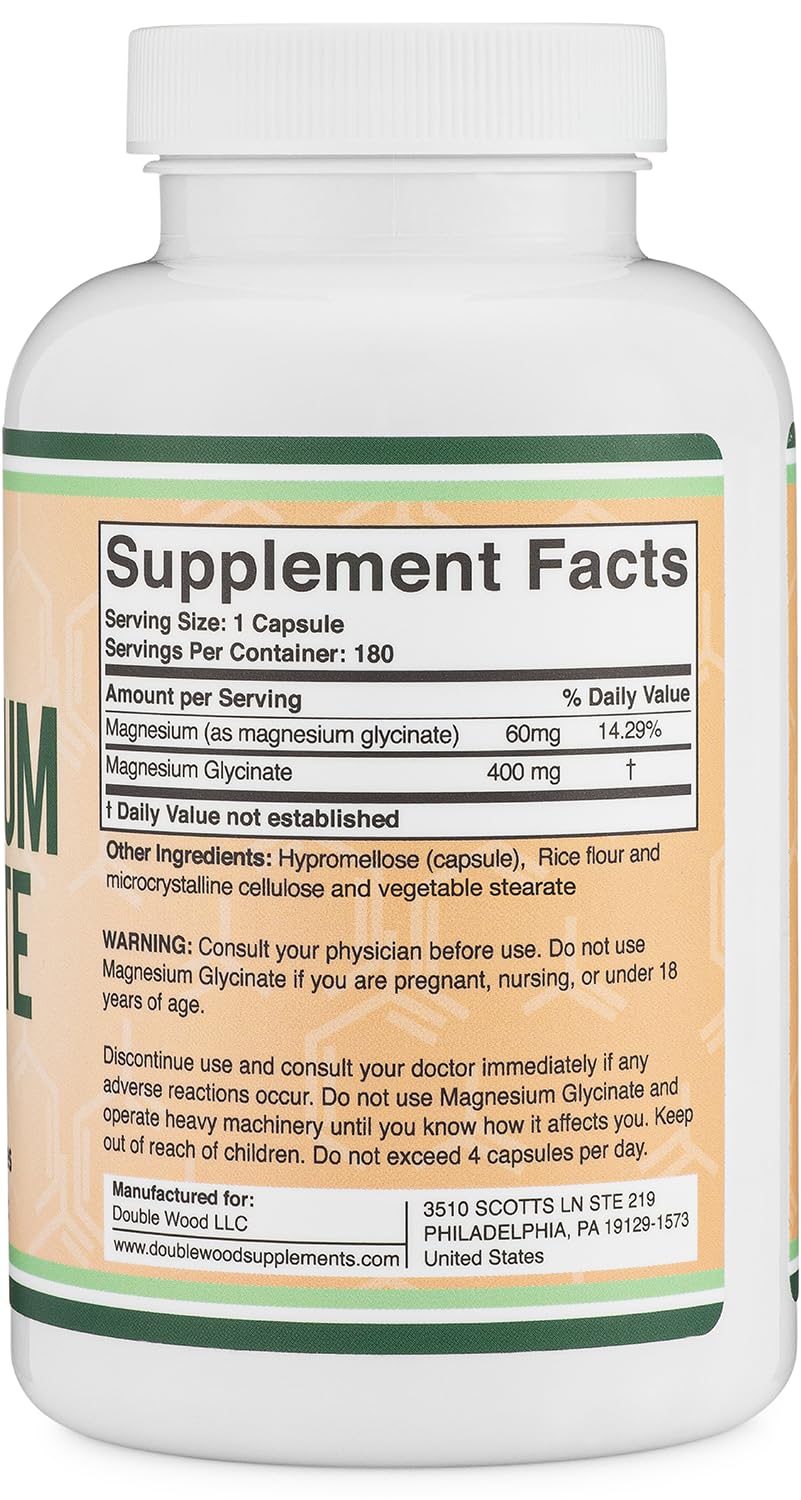 Magnesium Glycinate 400mg – Sleep & Muscle Support, 180 Capsules