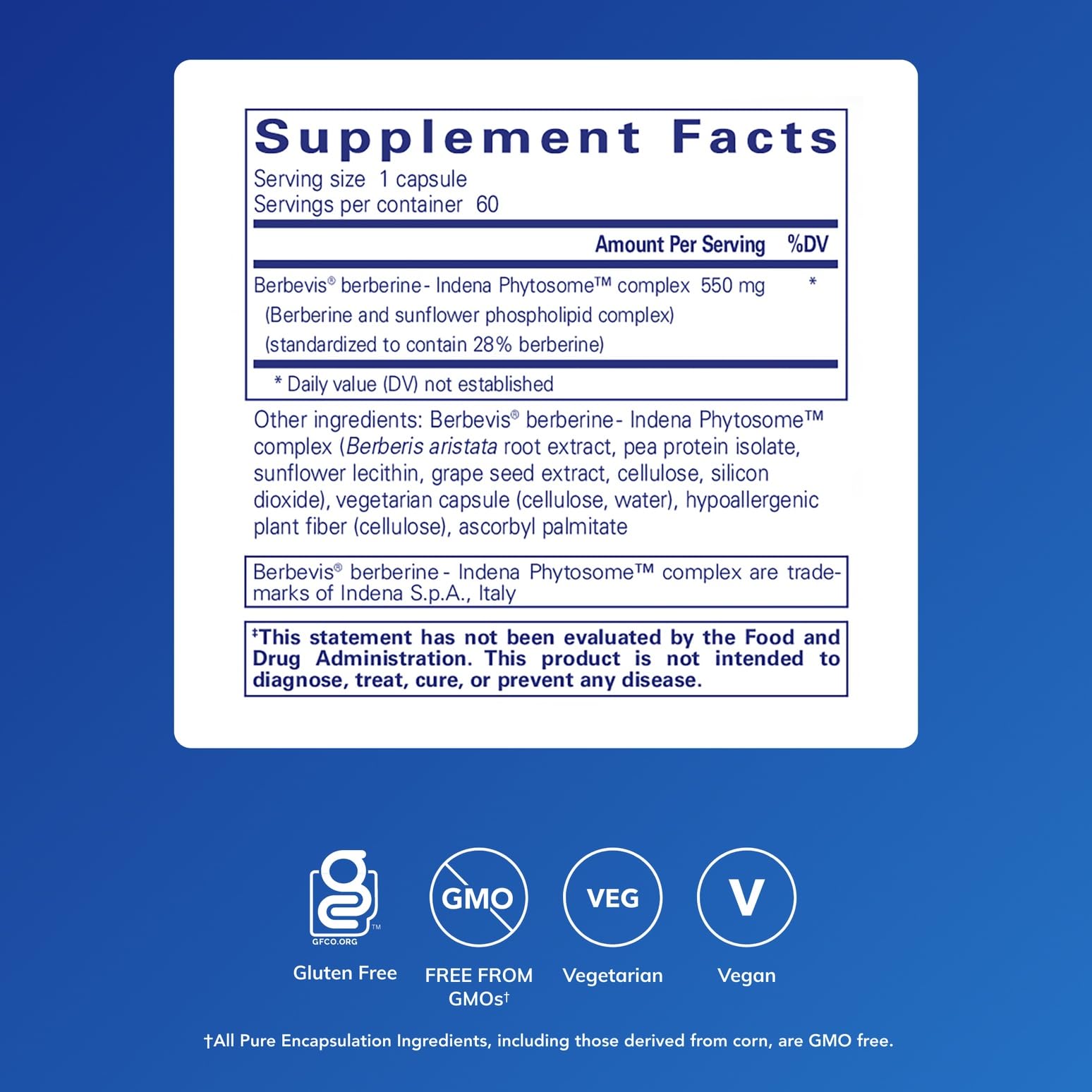 Berberine Phytosome 550mg – Enhanced Absorption, 60 Capsules