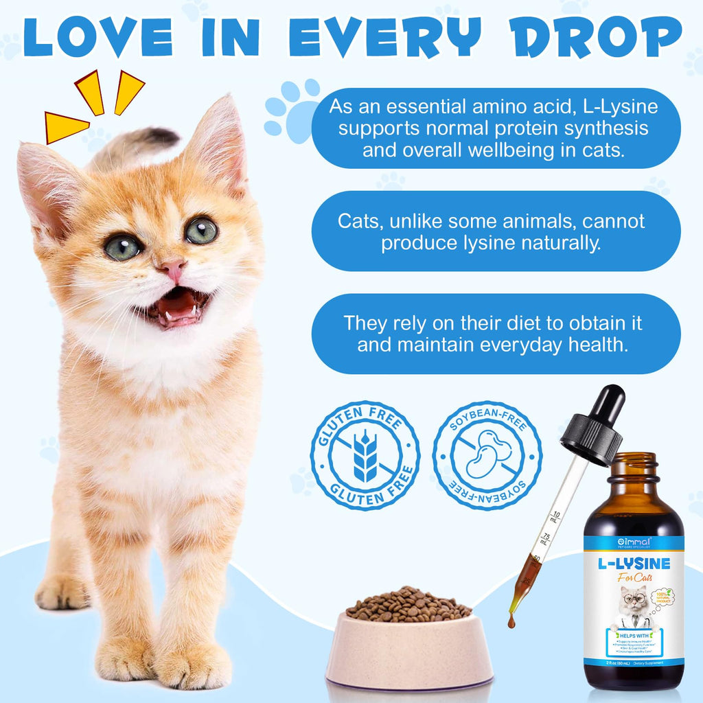 L-Lysine Liquid Drops for Cats – Immune & Respiratory Support 2oz